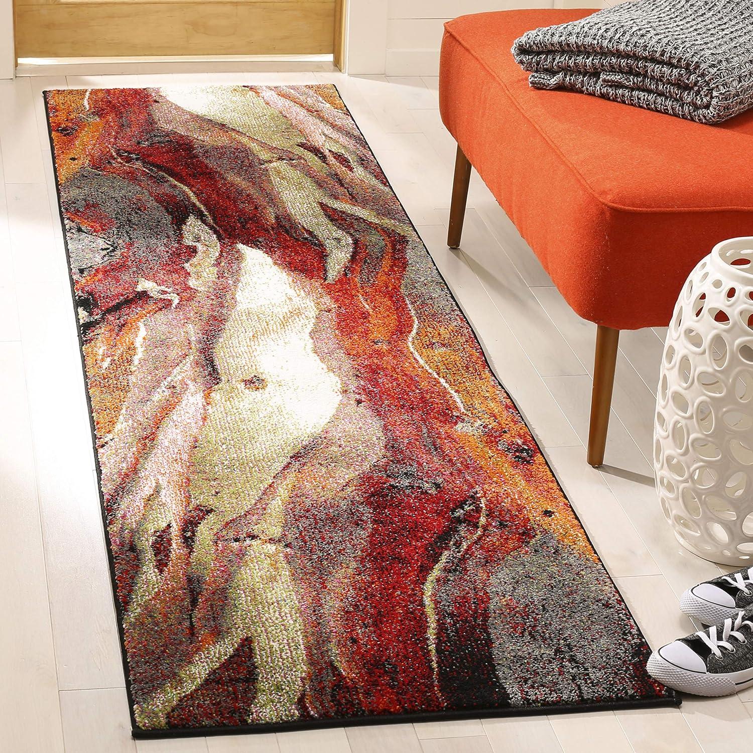 Glacier GLA126 Power Loomed Indoor Runner - Red/Multi - 2'3"x10' - Safavieh