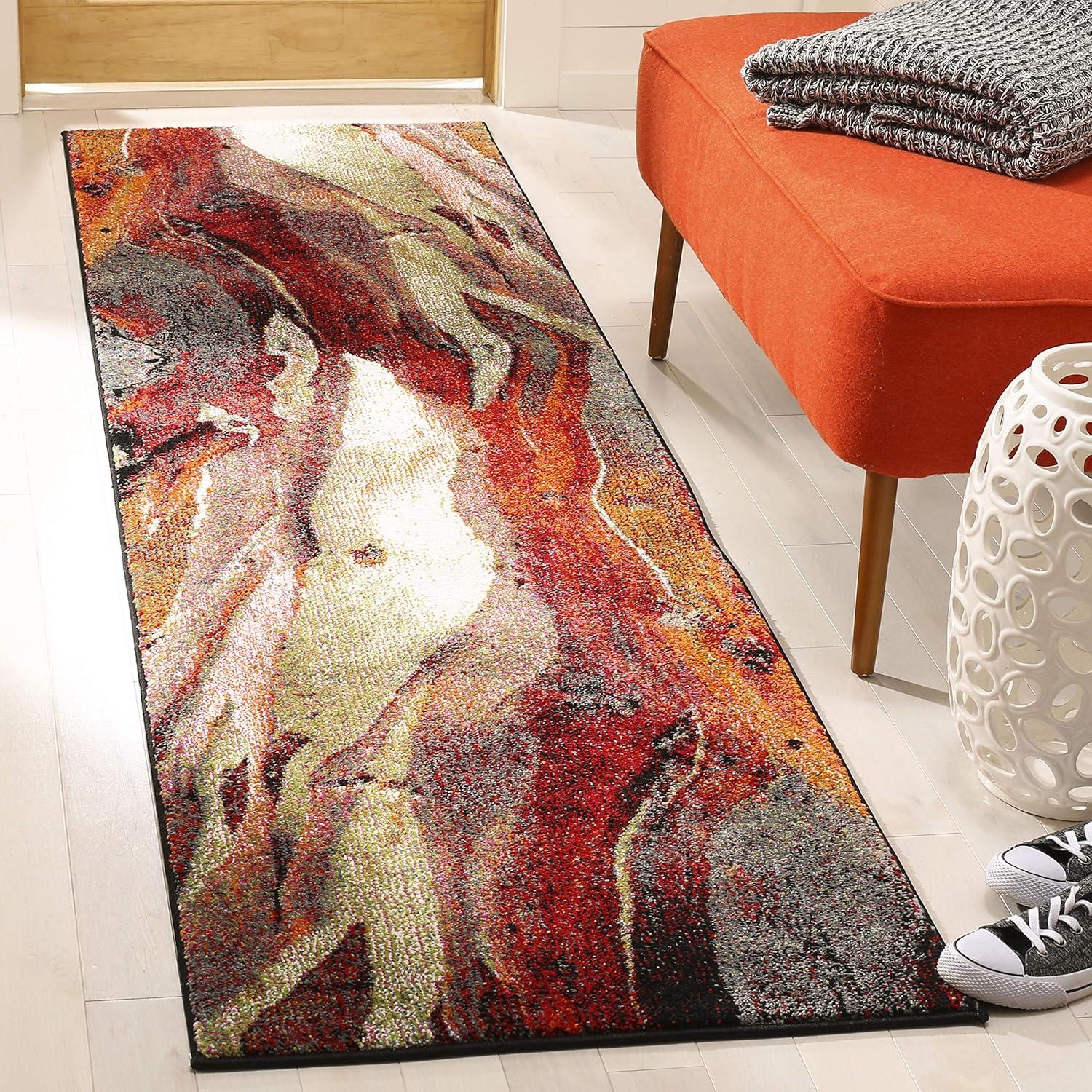 Glacier GLA126 Power Loomed Indoor Runner - Red/Multi - 2'3"x10' - Safavieh