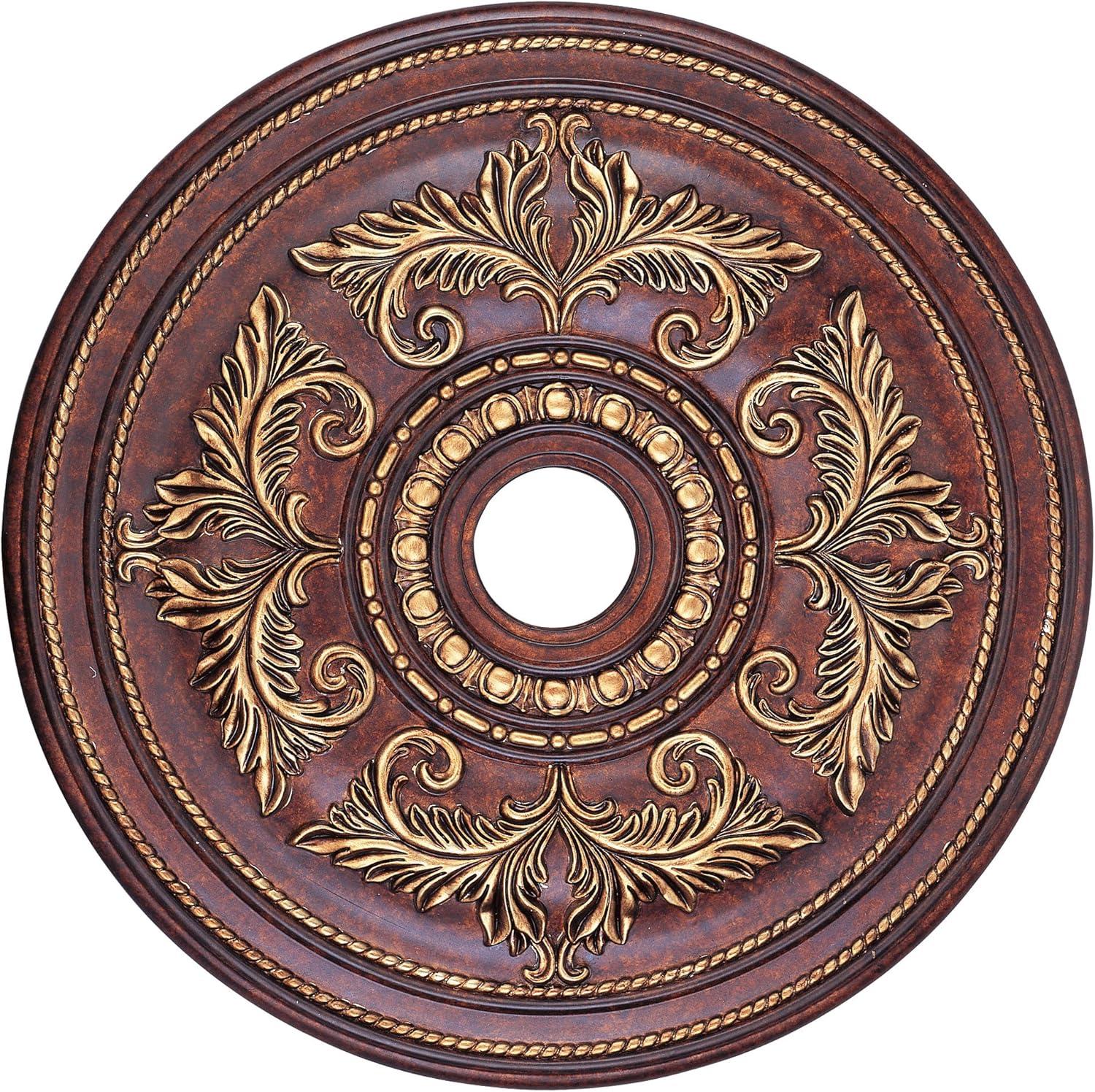 Verona Bronze and Gold Leaf Ceiling Medallion, 30.5 Inches