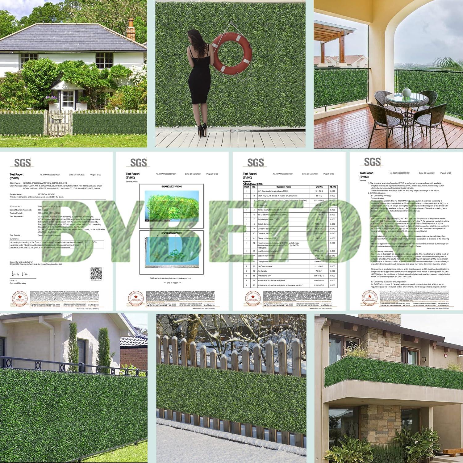 Bybeton 48" x 120" Green Faux Ivy Privacy Wall Panels