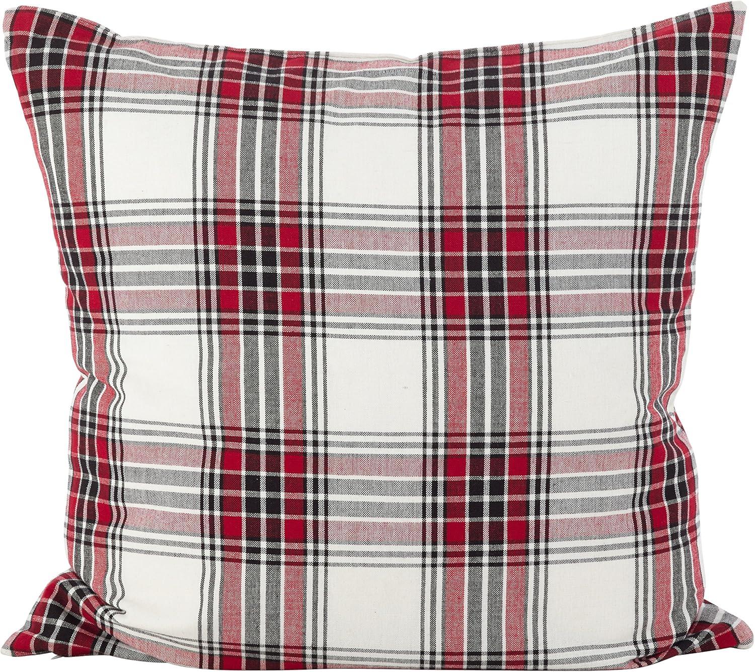 20"x20" Borland Plaid Down Filled Square Throw Pillow - Saro Lifestyle: Indoor/Outdoor, Cotton, Zipper Closure