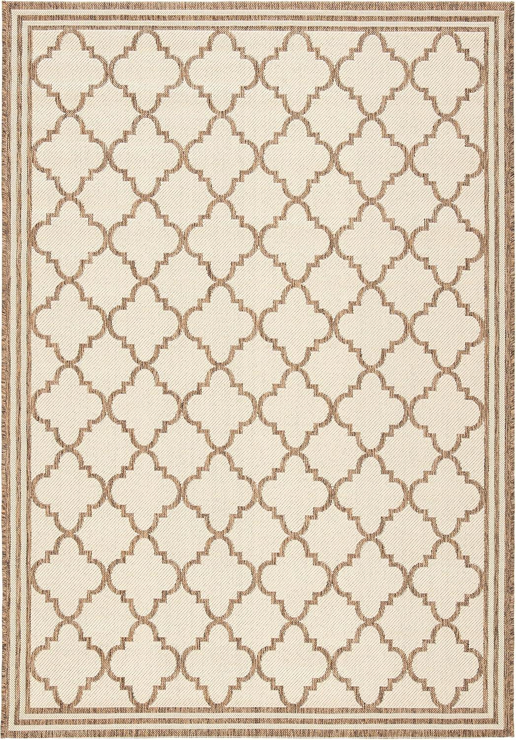Beach House BHS121 Power Loomed Indoor/Outdoor Area Rug - Cream/Beige - 5'3"x7'6" - Safavieh
