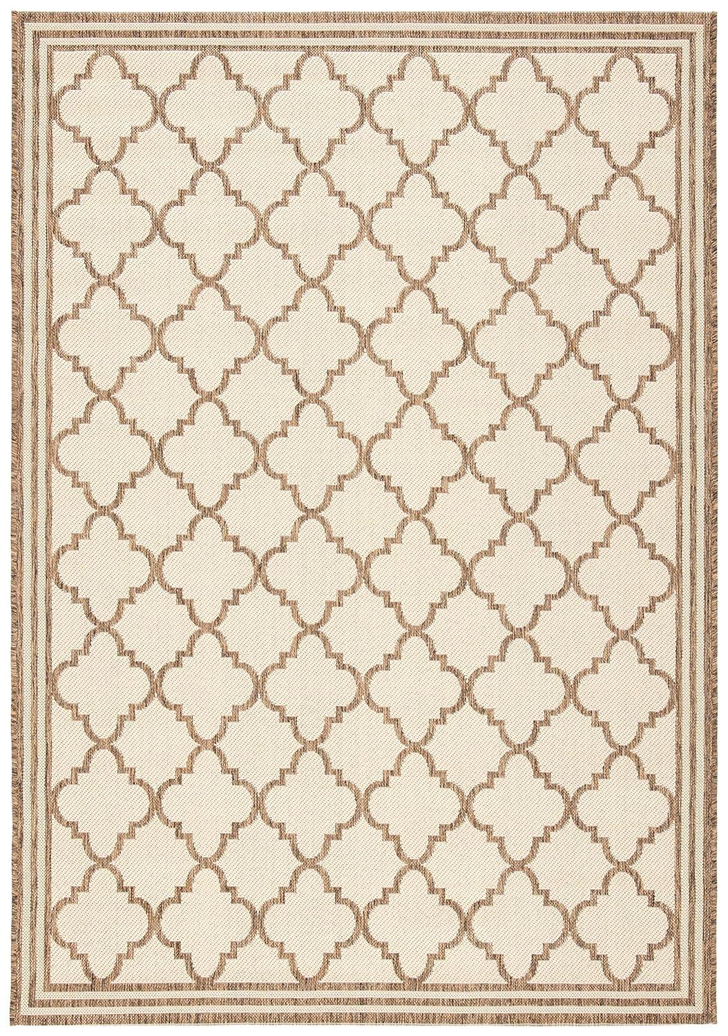 Beach House BHS121 Power Loomed Indoor/Outdoor Area Rug - Cream/Beige - 5'3"x7'6" - Safavieh