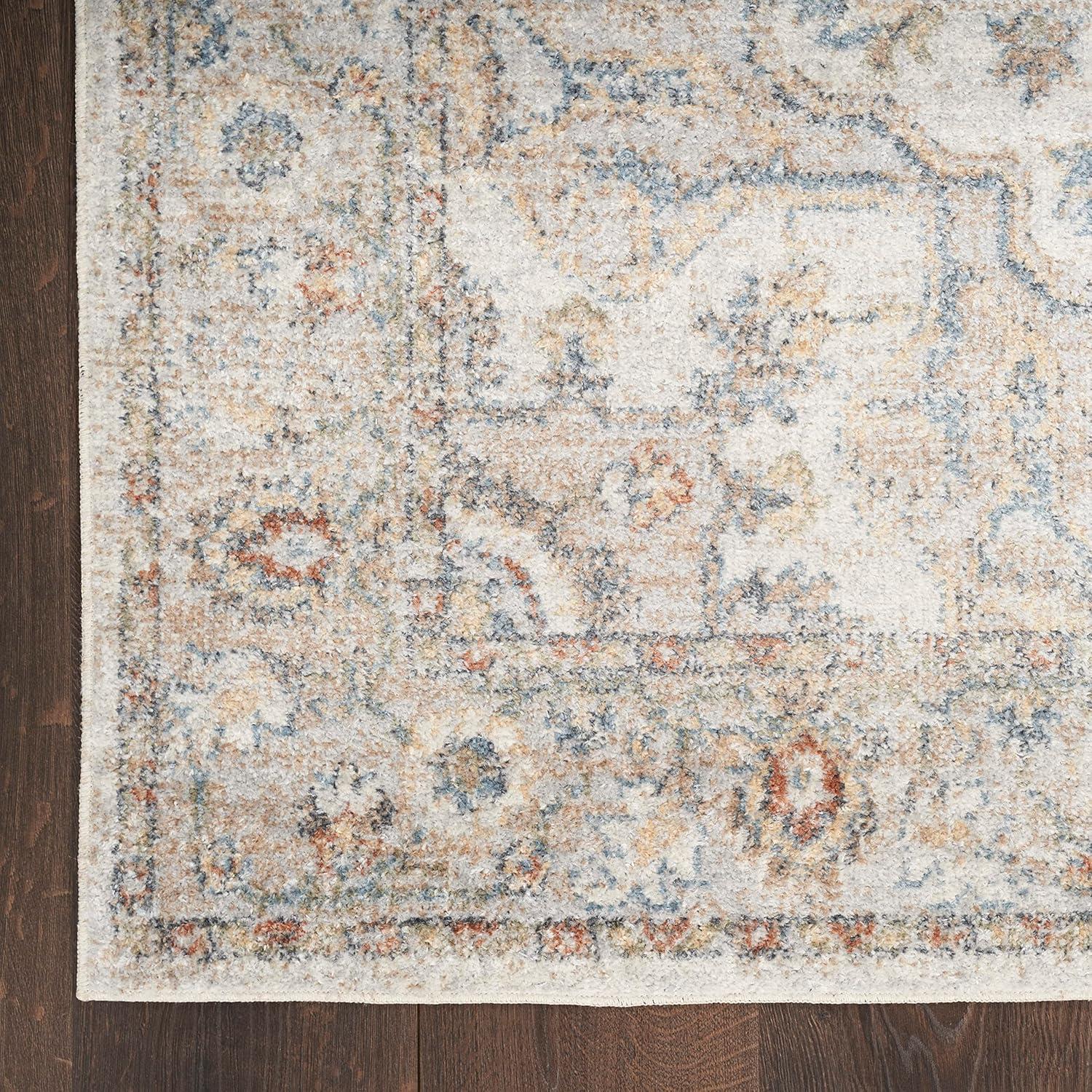 Nourison Astra Machine Washable Vintage Medallion Indoor Bathroom, Kitchen Runner Rug Grey/Multi 2'2" x 12'
