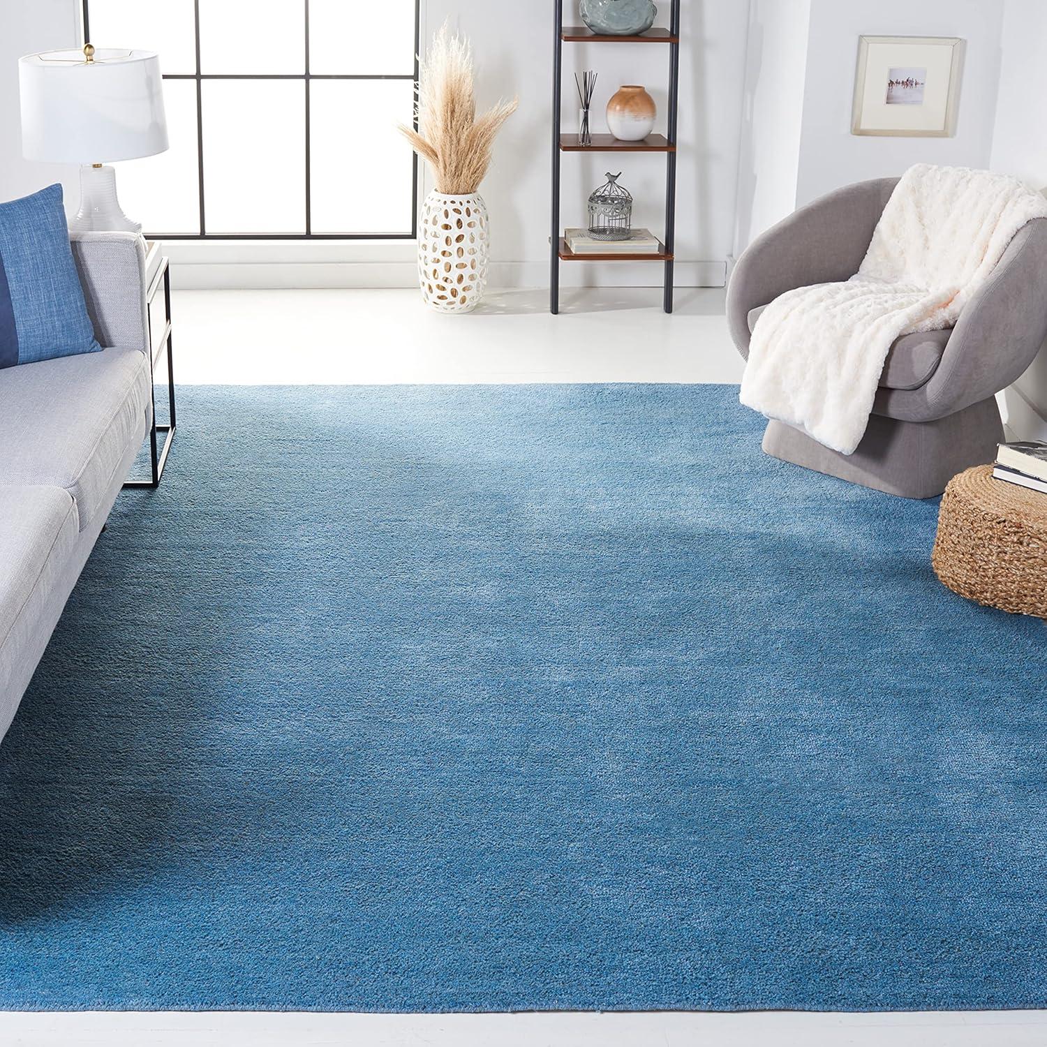 Himalaya Blue 8' Square Handmade Wool Area Rug