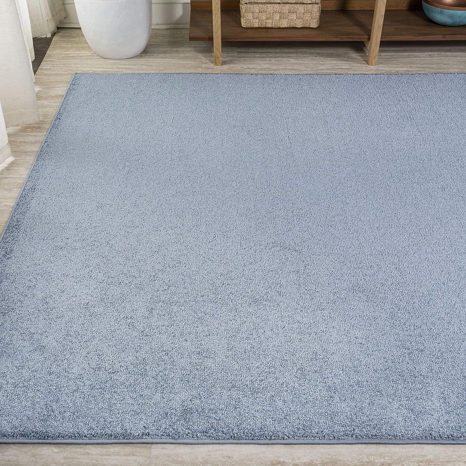 10' X 14' Rectangle Haze Solid Low-Pile Area Rug , Classic Blue - JONATHAN Y