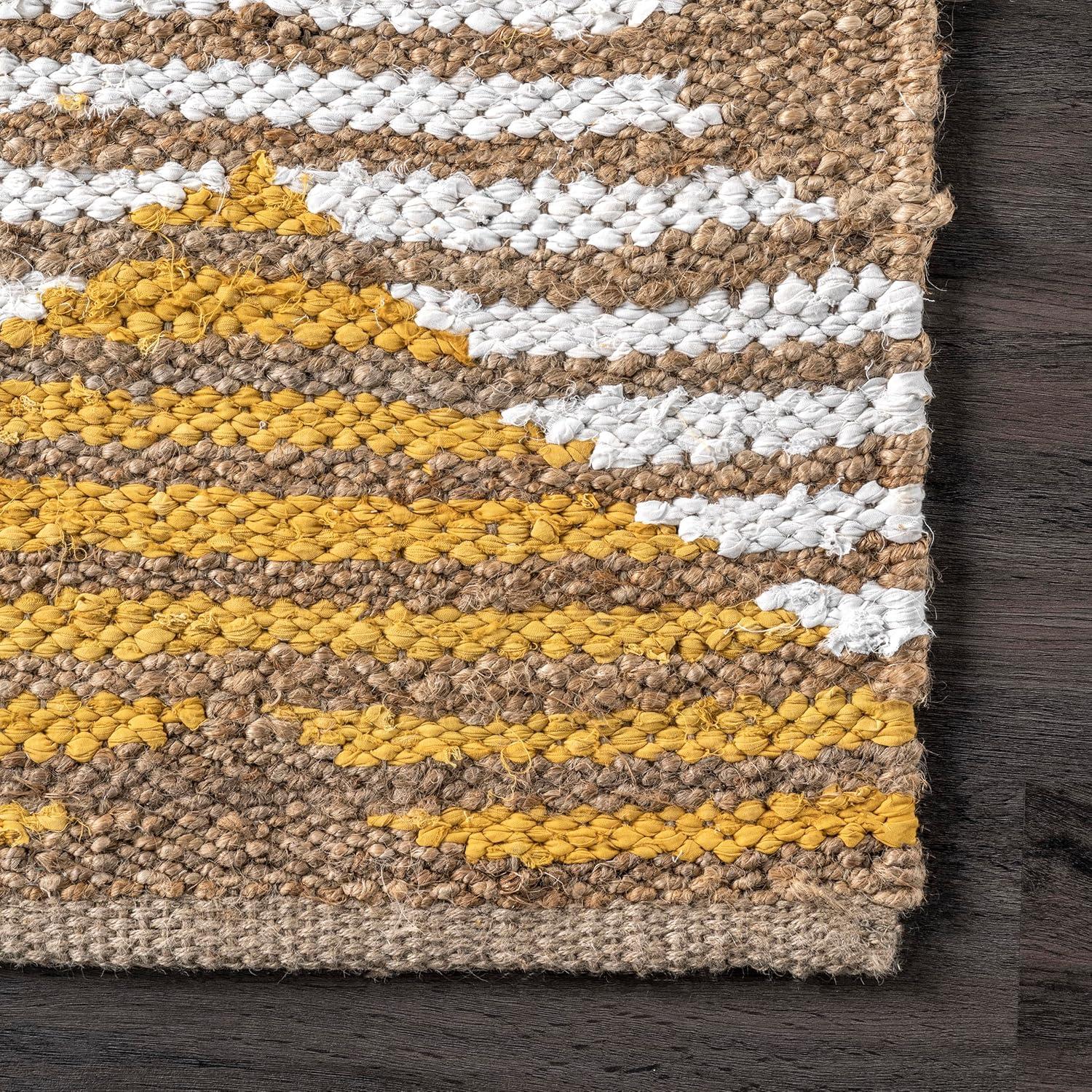 nuLOOM Hand Braided Marla Denim And Jute Diamonds Area Rug