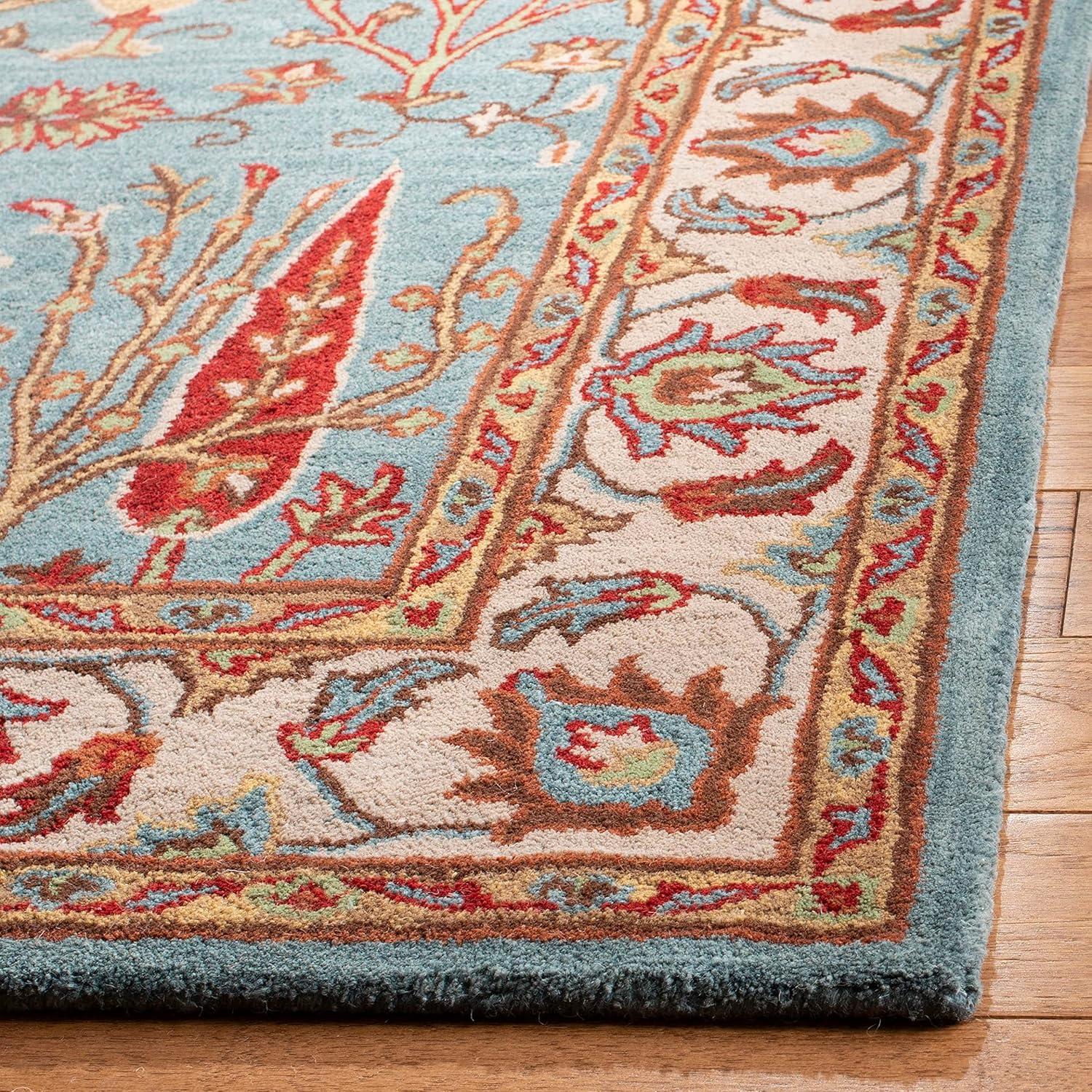 SAFAVIEH Heritage Donette Traditional Wool Area Rug, Blue/Ivory, 9' x 12'