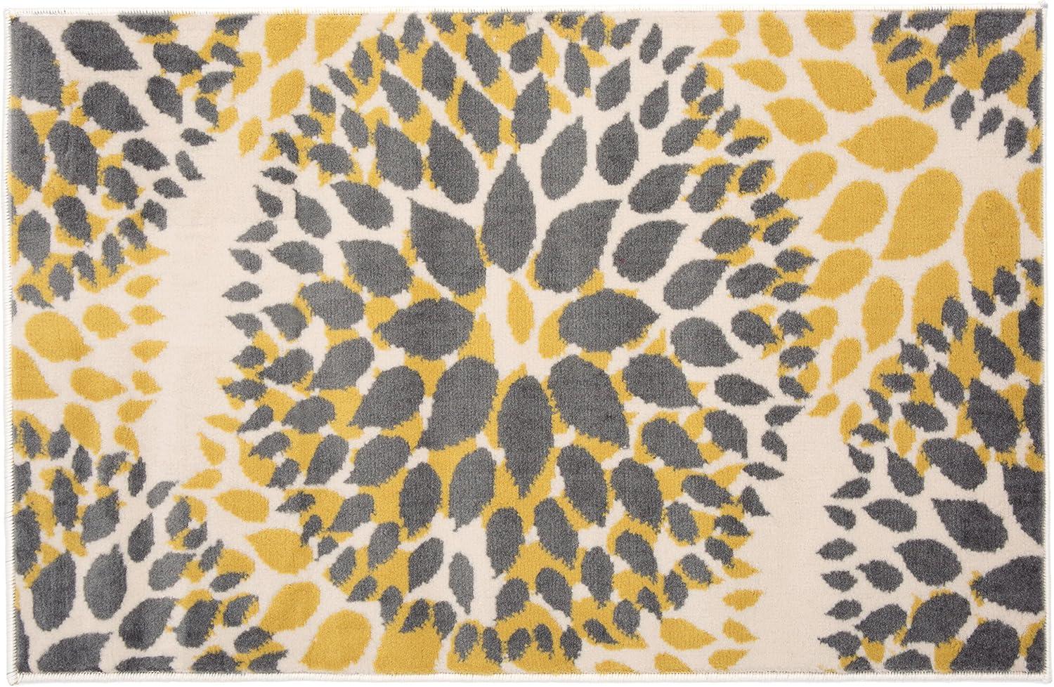 World Rug Gallery Modern Floral Circles Yellow 2' x 3' Area Rug