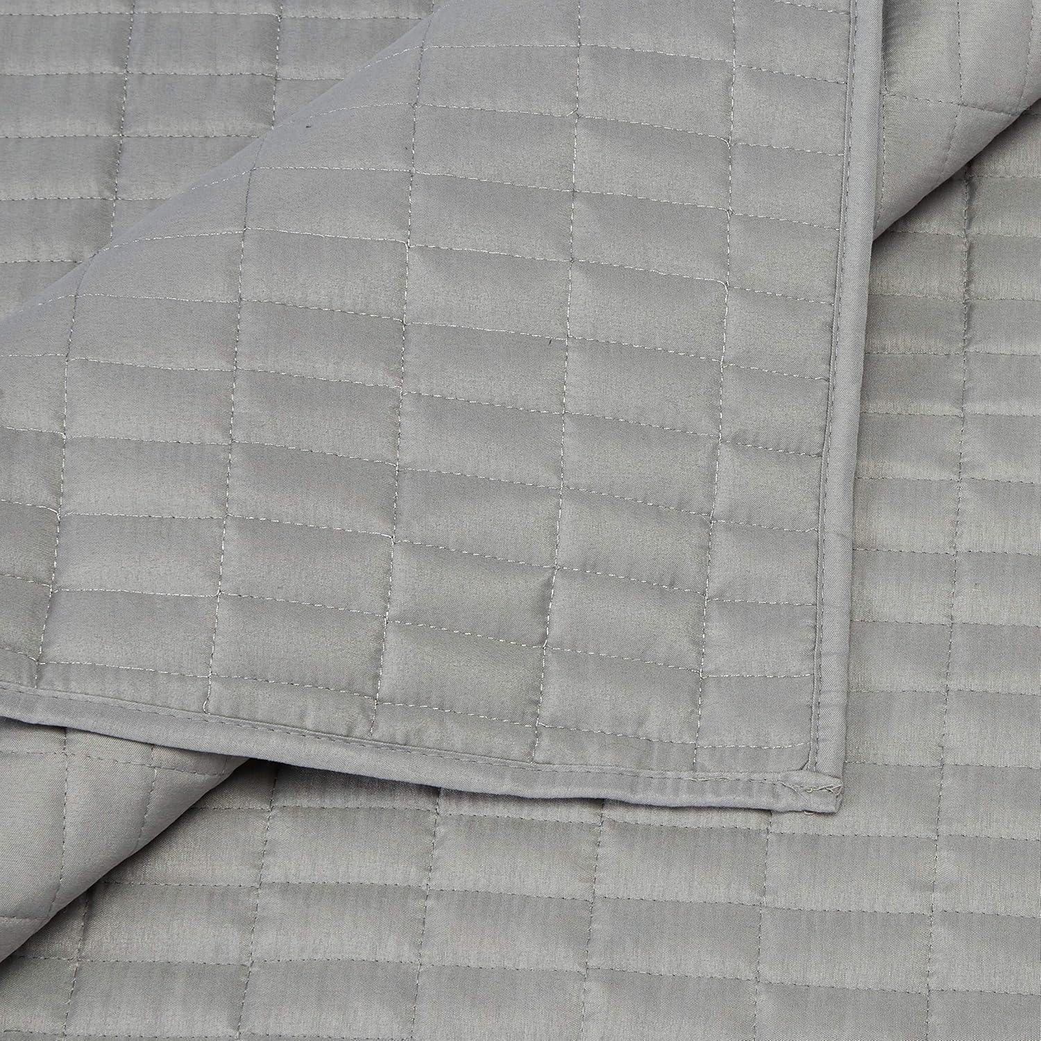 Gray Twin Reversible Microfiber Quilt Set