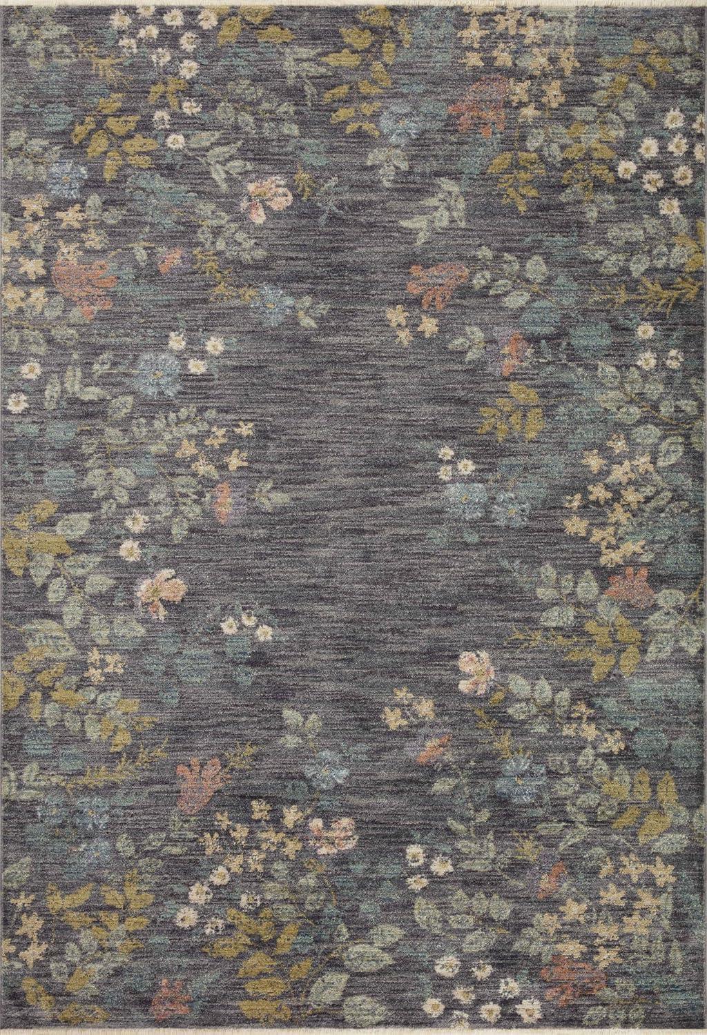 Provence Slate Floral Wool and Synthetic 6'-3" x 9' Area Rug