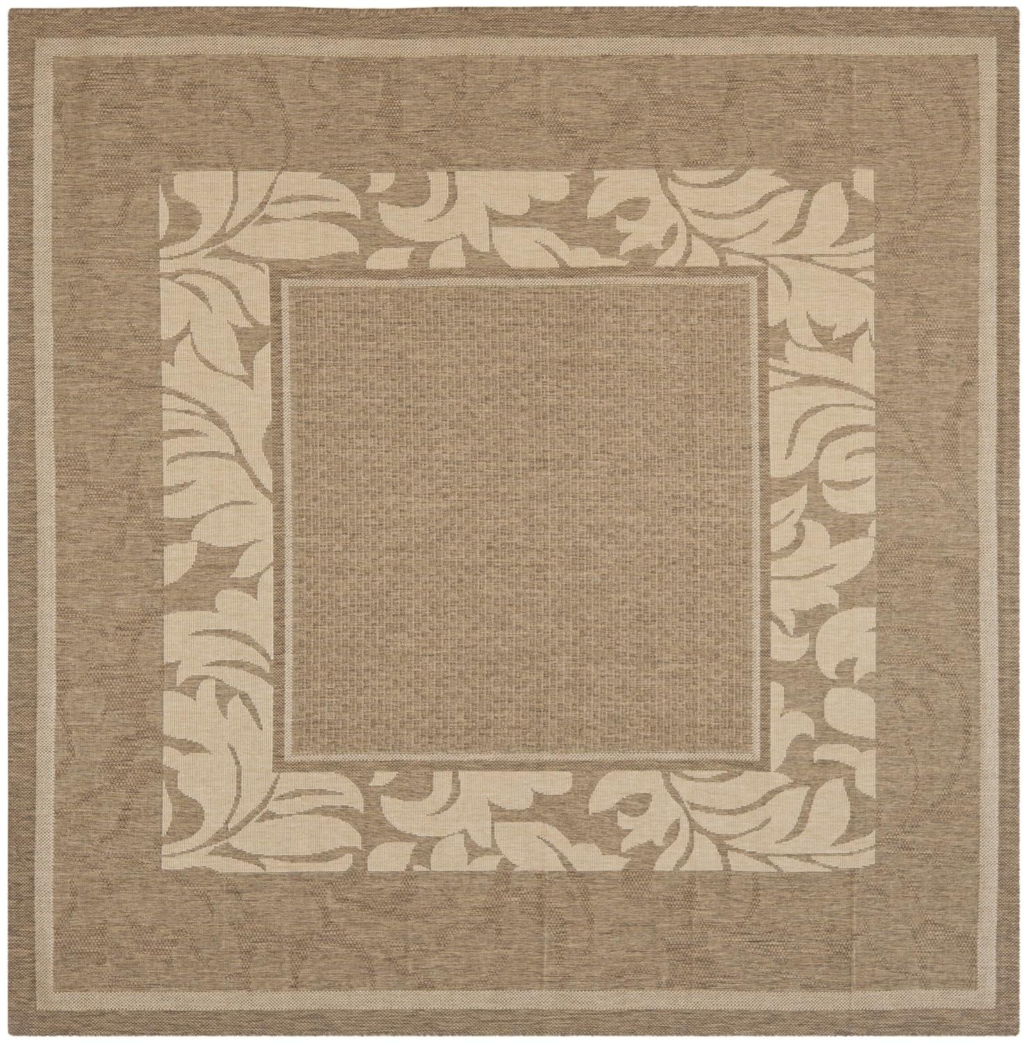 Courtyard CY1704 Power Loomed Indoor and Outdoor Area Rug - Brown/Natural - 6'7"x6'7" - Safavieh