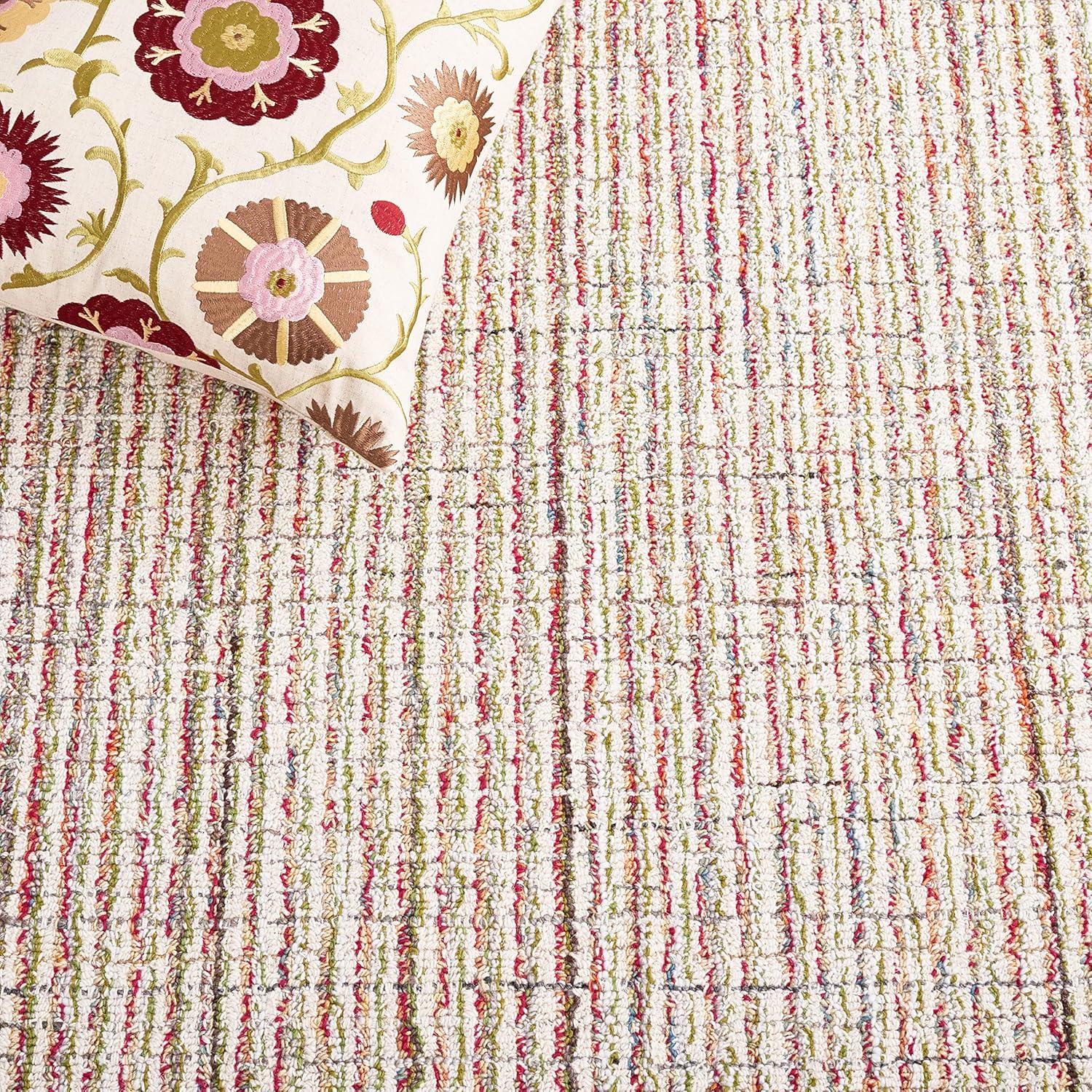 Abstract ABT481 Handmade Indoor Area Rug - Red/Green - 8'x10' - Safavieh