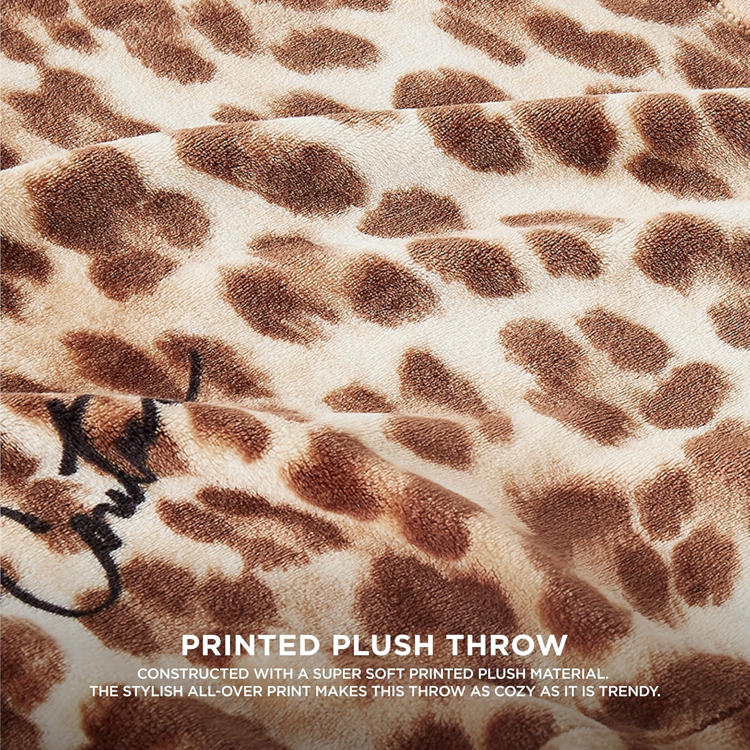 Regent Leopard Brown Plush 50" x 70" Throw Blanket