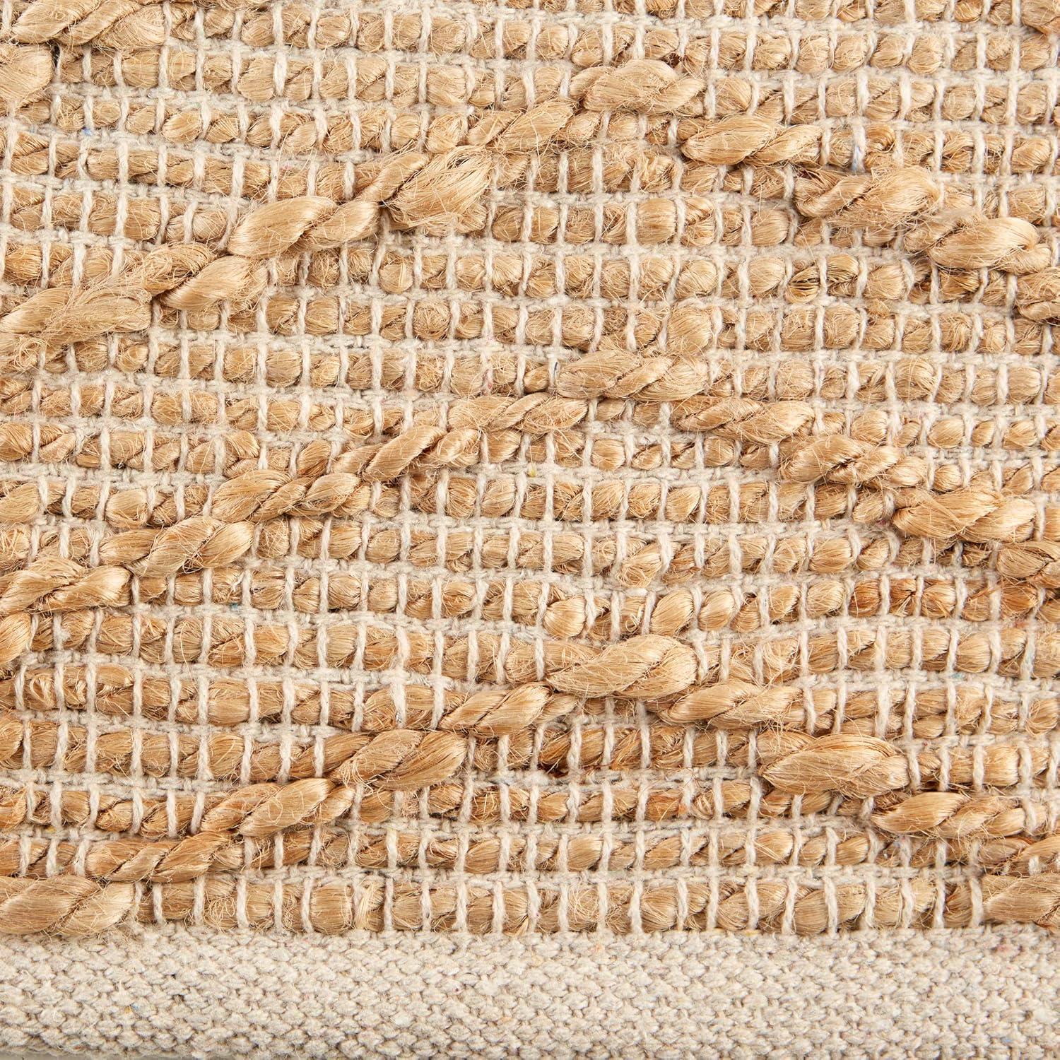Contemporary Home Living 2' x 3' Off White and Brown with Natural Jute Chevron Hand-Loomed Rug