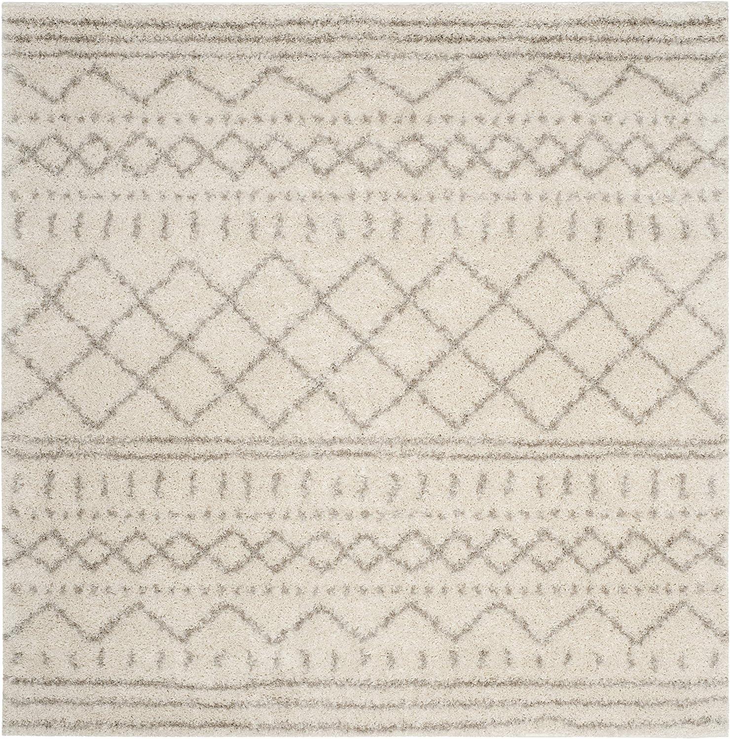Arizona Shag ASG741 Power Loomed Indoor Area Rug - Ivory/Beige - 6'7"x6'7" - Safavieh