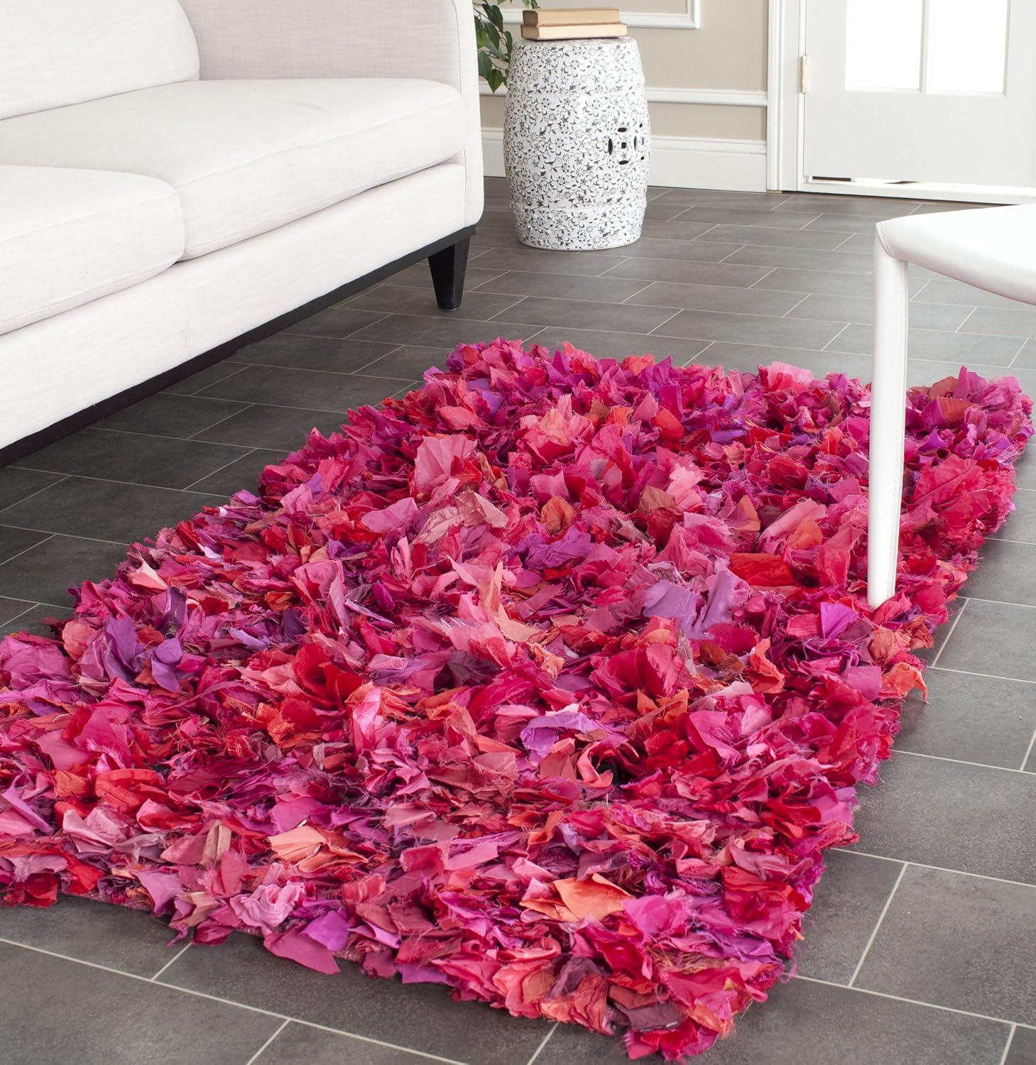 Rio Shag SG951 Hand Woven Indoor Accent Rug - Fuchsia/Multi - 3'x5' - Safavieh