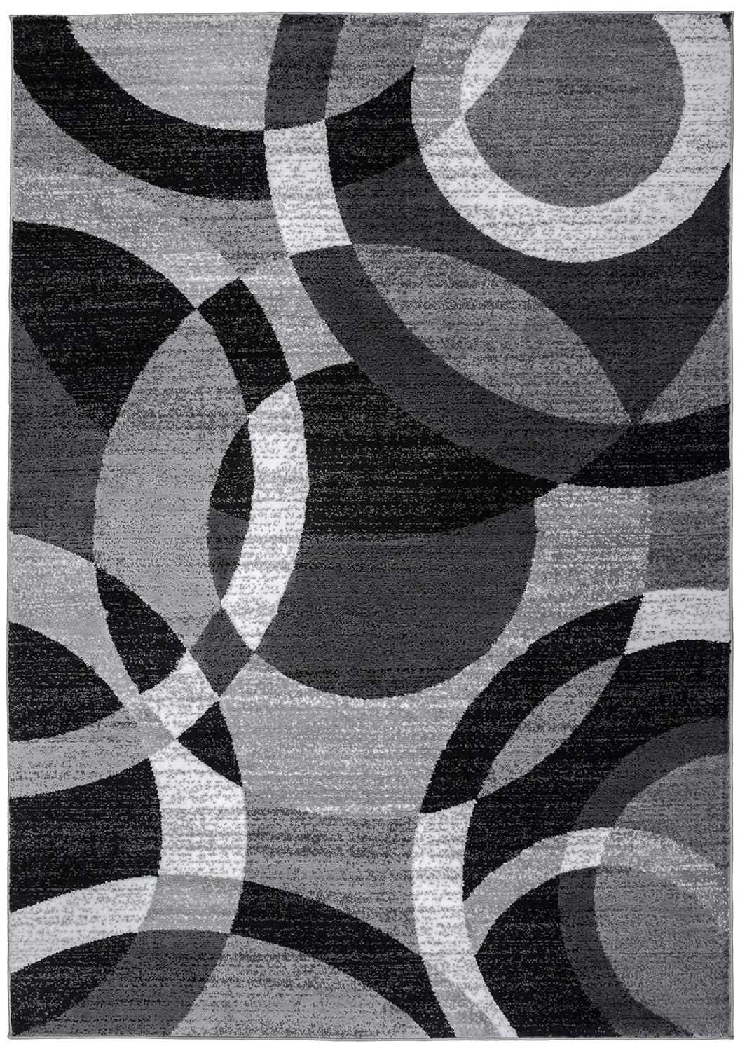 World Rug Gallery Geometric Circles Gray 7'10" x 10'2" Indoor Area Rug
