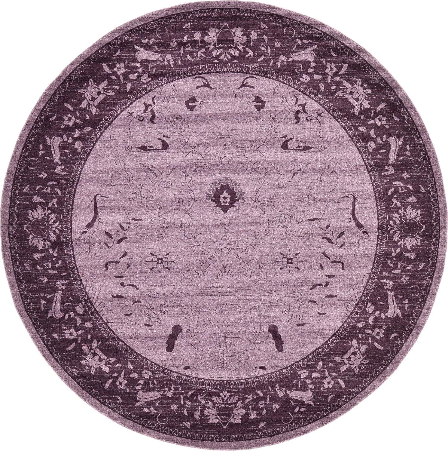 Unique Loom 12' 2 x 12' 2 Round Purple La Jolla Floral Area Rug