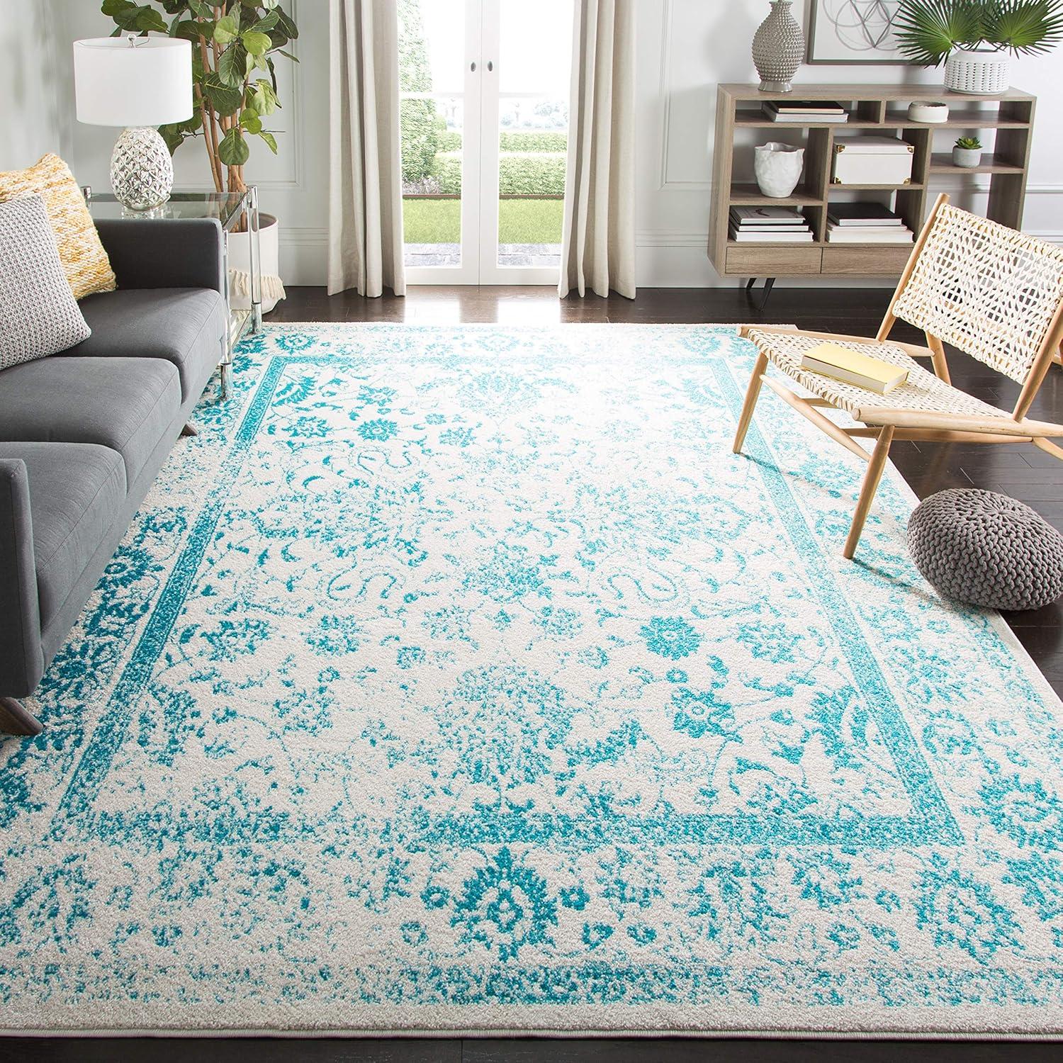 Adirondack ADR109 Machine Made Indoor Area Rug - Ivory/Teal - 8'x10' - Safavieh