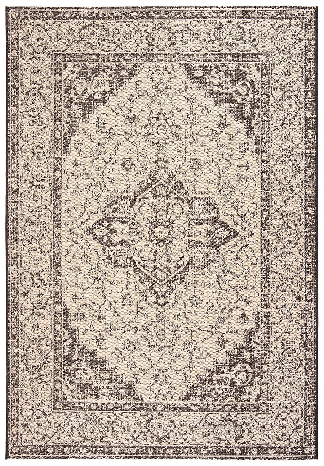 Beach House BHS137 Power Loomed Indoor/Outdoor Accent Rug - Creme/Brown - 3'x5' - Safavieh