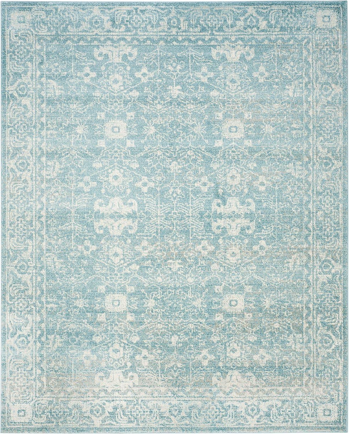 SAFAVIEH Evoke Ronald Bordered Area Rug, Light Blue/Ivory, 9' x 12'