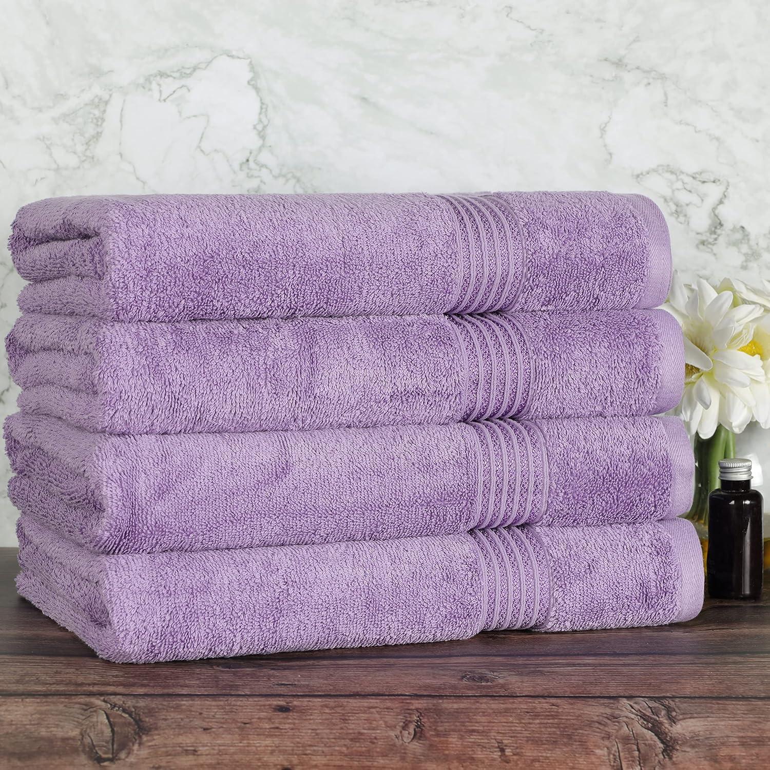 Superior Egyptian Cotton Absorbent Royal Purple Bath Towel Set of 4