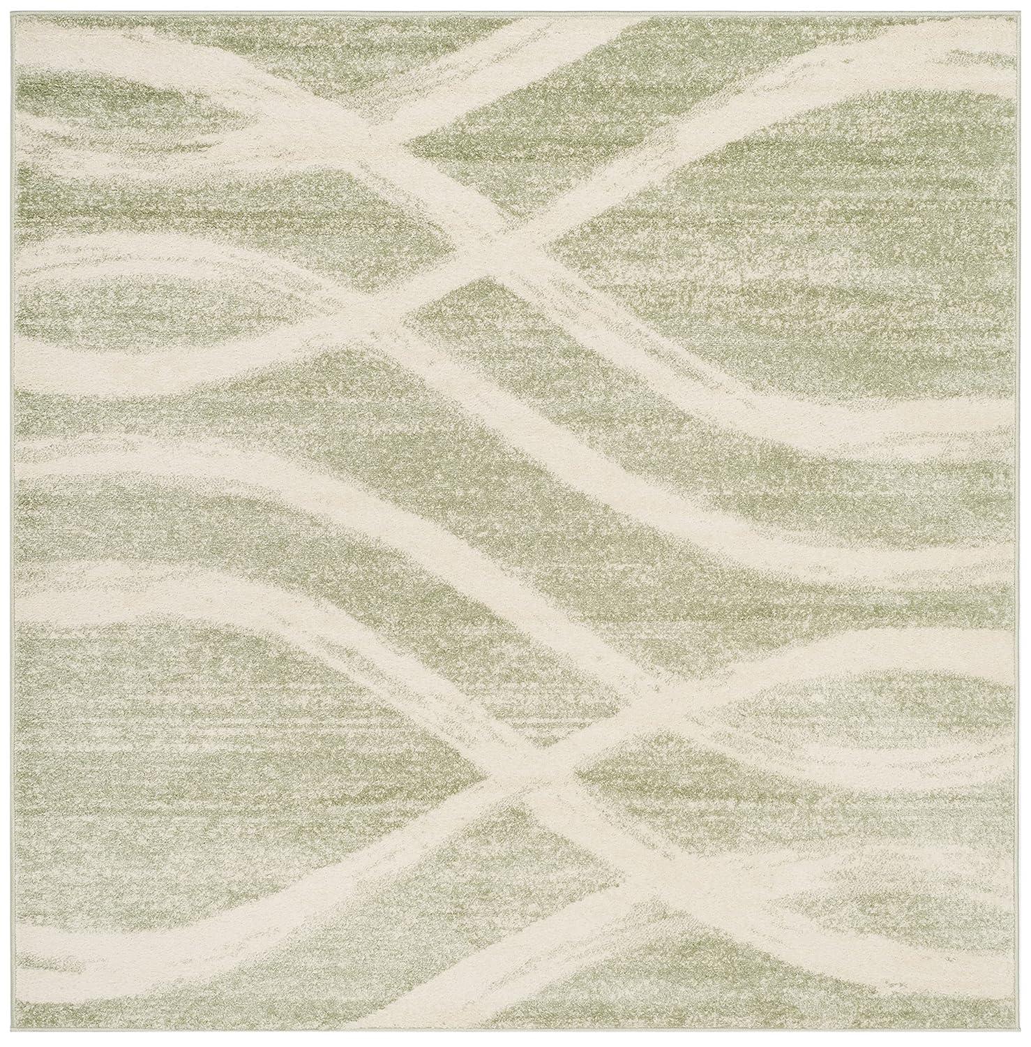 Adirondack ADR125 Machine Made Indoor Area Rug - Sage/Cream - 4'x4' - Safavieh