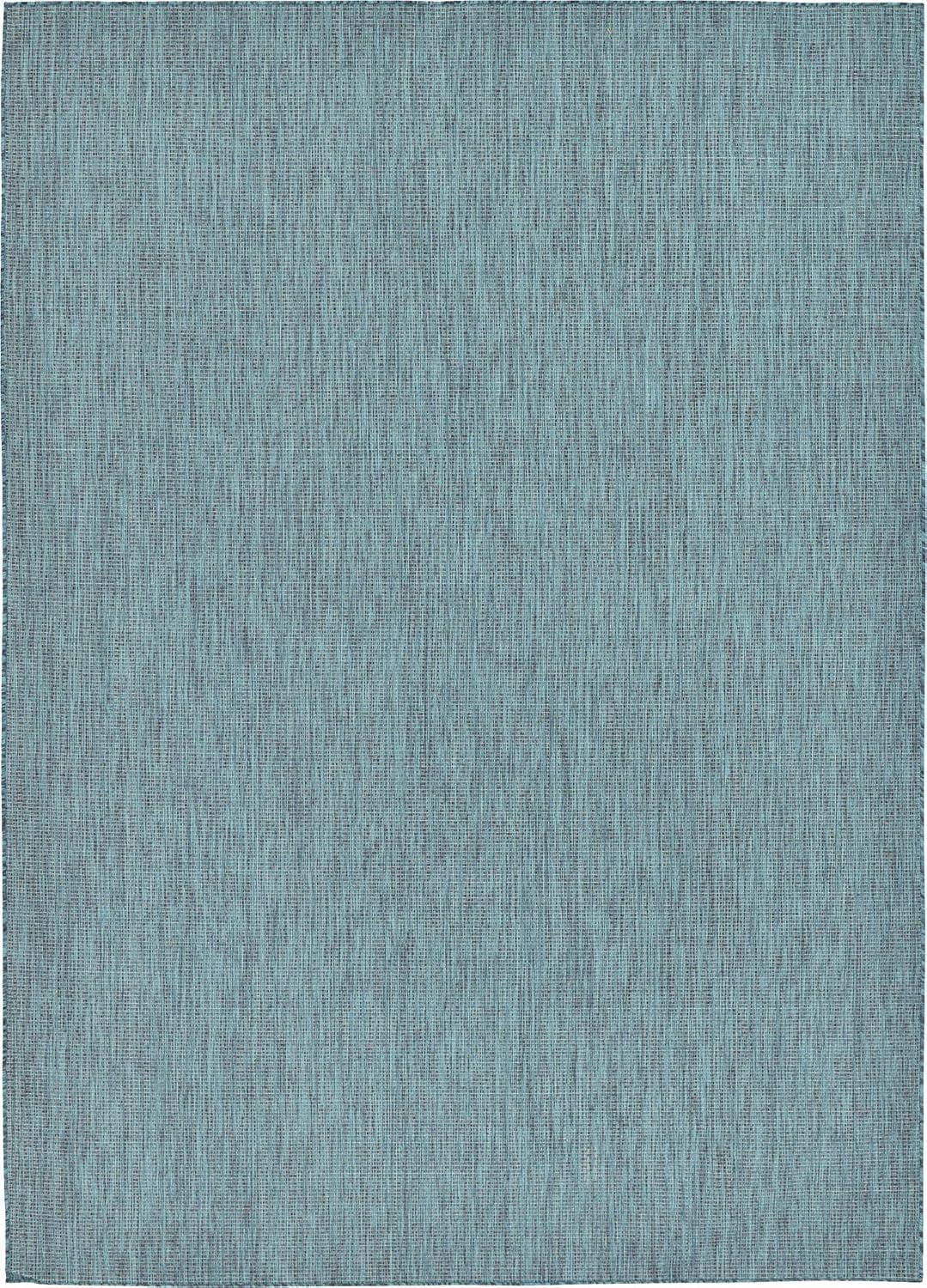 Unique Loom 8' 0 x 11' 4 Rectangle Indoor/Outdoor Solid Teal Area Rug