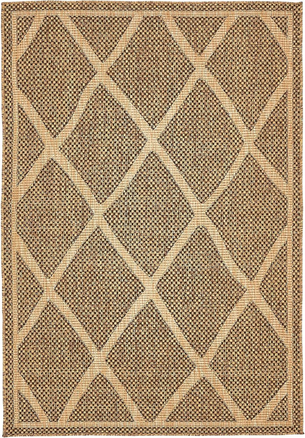 Unique Loom Outdoor Trellis Collection Area Rug - Diamonds (4' 1" x 6' 1" Rectangle Brown/Tan)