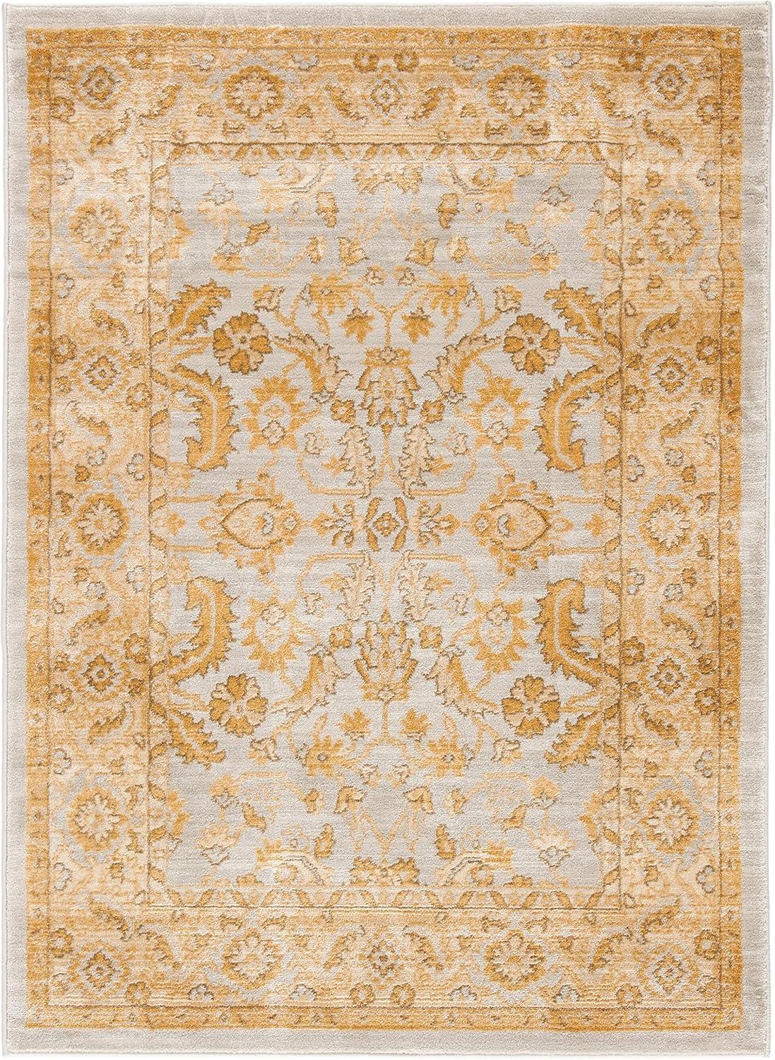 SAFAVIEH Austin Gaus Floral Bordered Area Rug, Light Blue/Gold, 8' x 11'