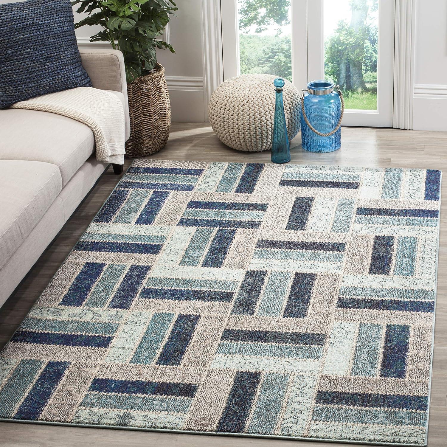 Monaco MNC214 Power Loomed Indoor Area Rug - Grey/Blue - 5'1"x7'7" - Safavieh