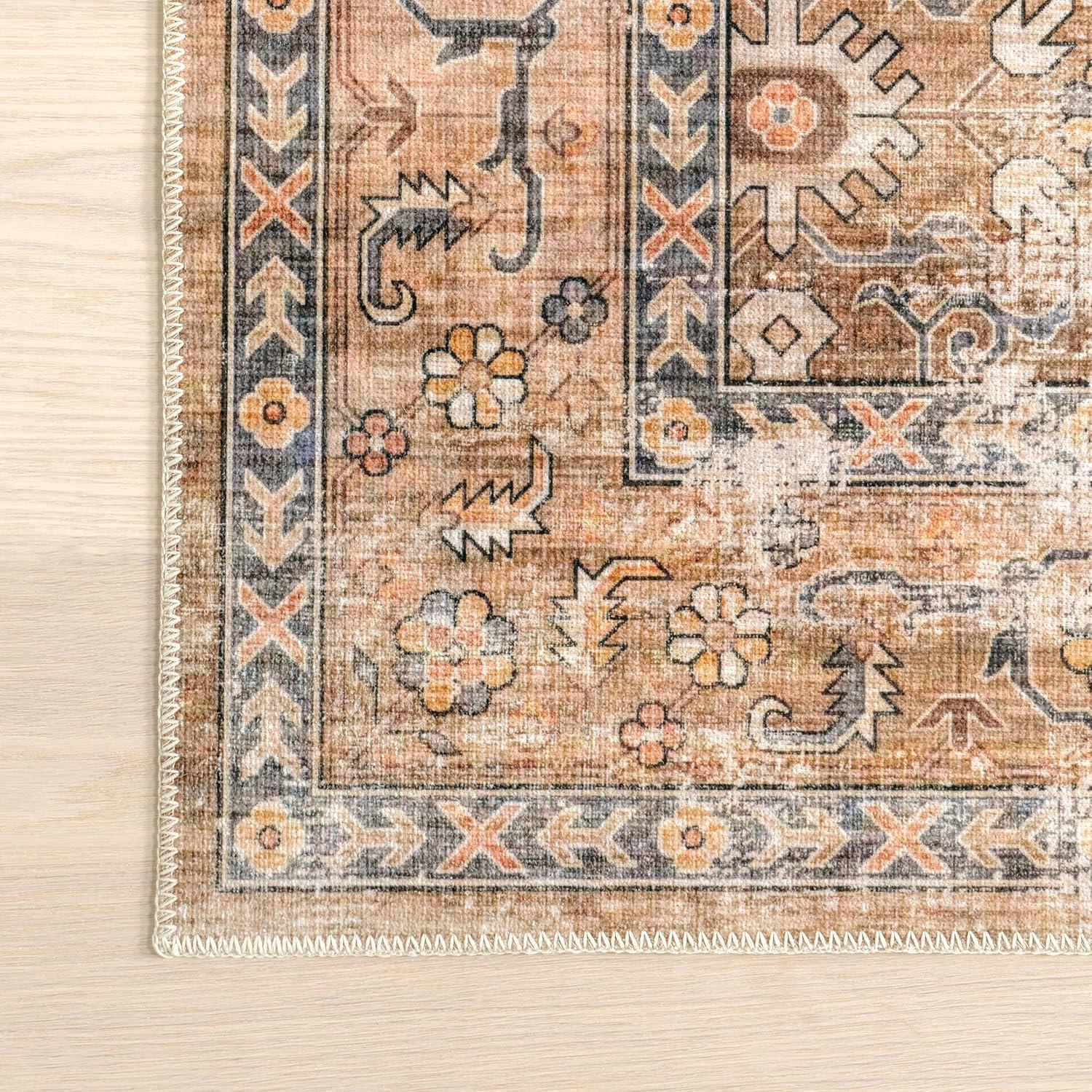 Lauren Liess x Rugs USA Myrtle Vintage Machine Washable Beige/Brown/Black Area Rug