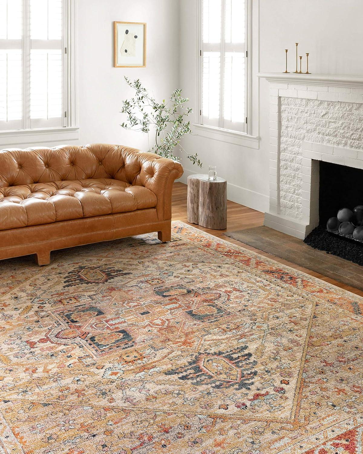 Multicolor Antique-Inspired 4' x 6' Synthetic Area Rug