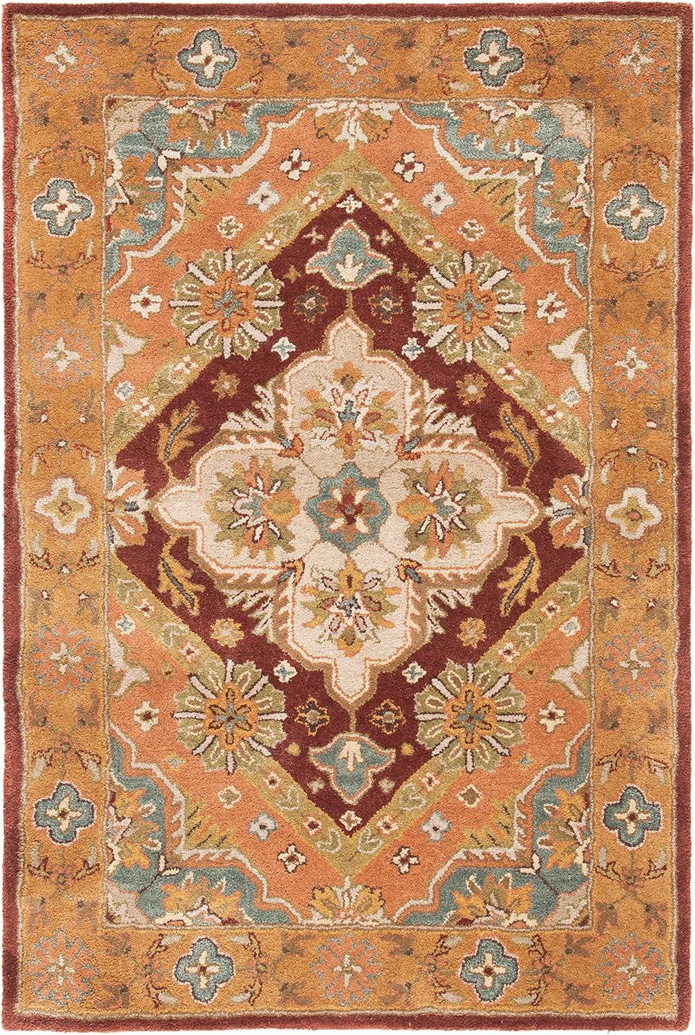 SAFAVIEH Heritage Cearra Bordered Area Rug, Rust, 4' x 6'