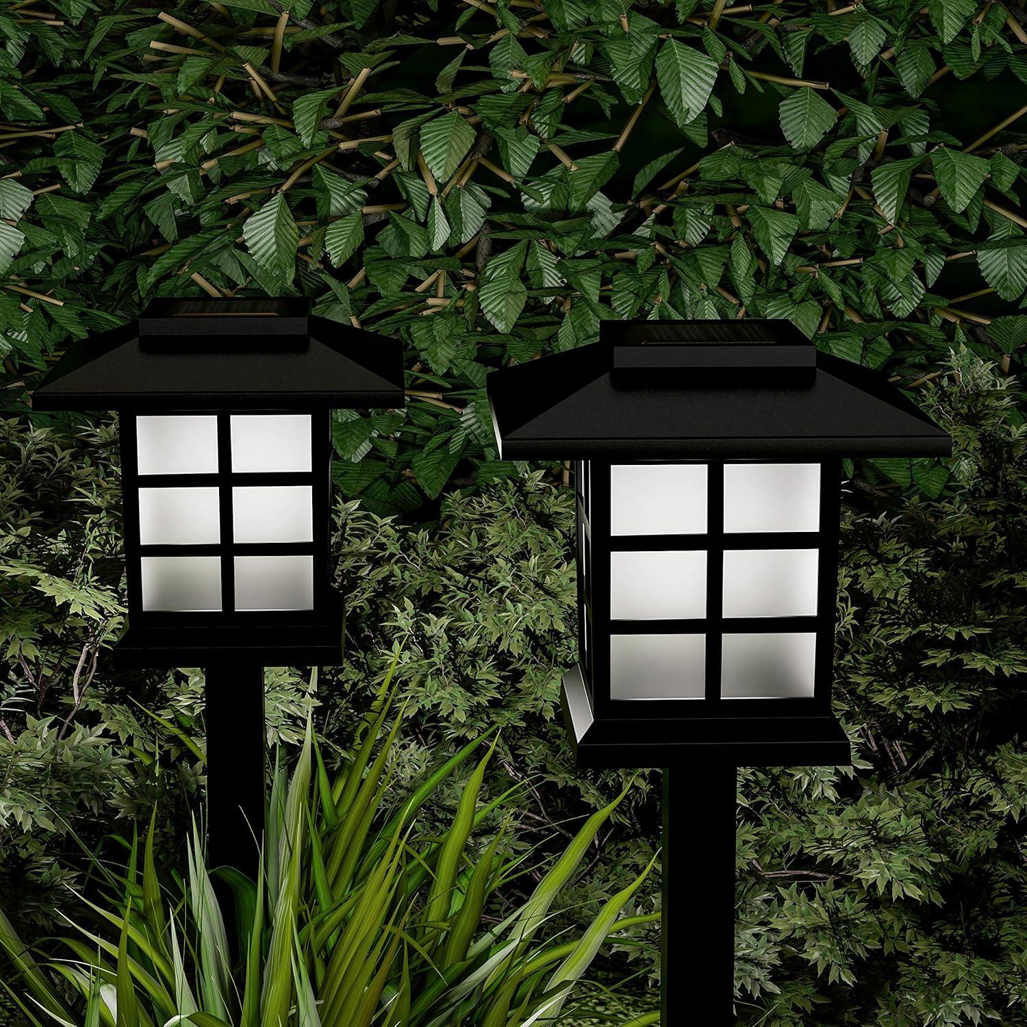 Black Solar LED Pathway Coach Lights Set of 6