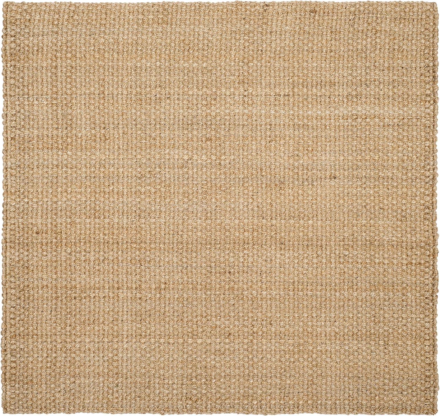 Handwoven Black Jute 4' Square Area Rug, Ideal for High Traffic