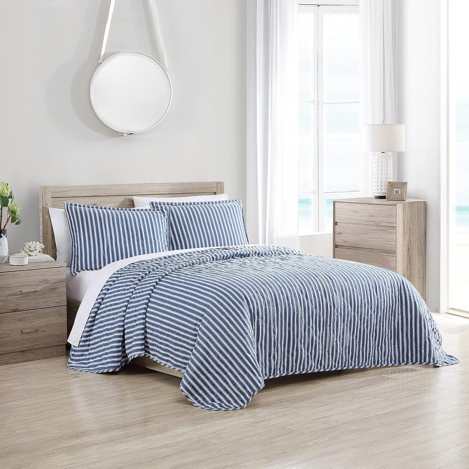 Willow Way Ticking Stripe Quilt & Sham Set - Stone Cottage