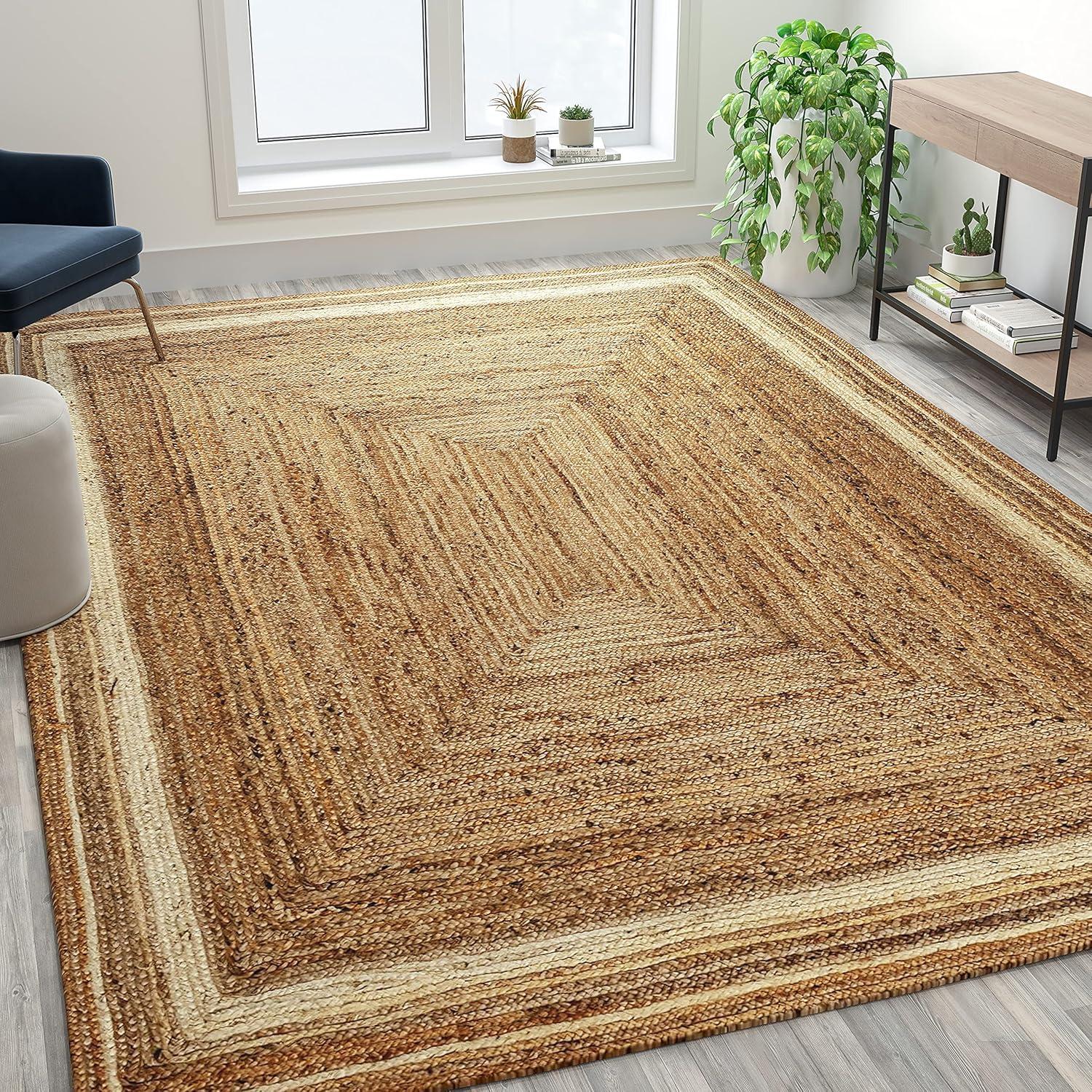 Cottage Charm Braided Jute Area Rug, 8' x 10', Natural Brown