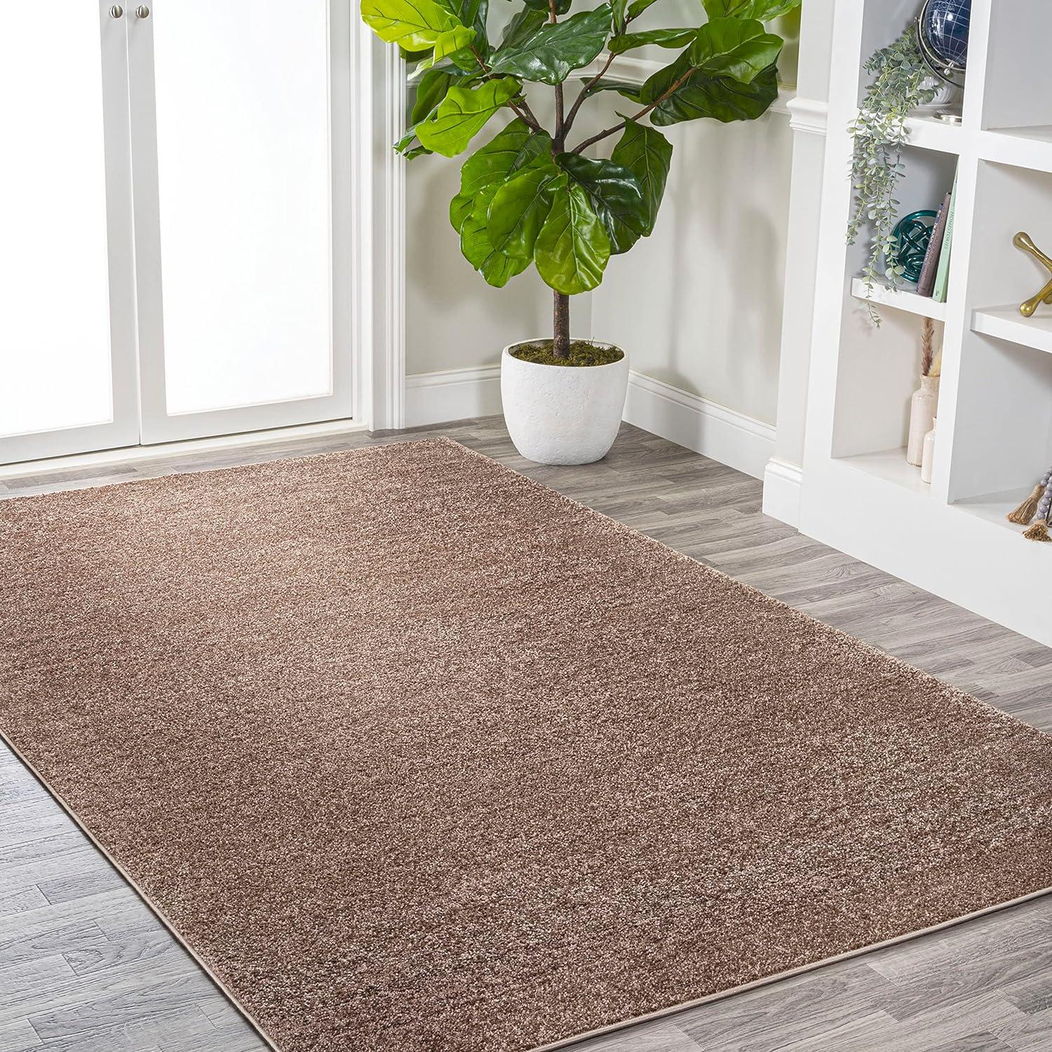 Brown 6'2" x 9' Solid Synthetic Easy Care Area Rug