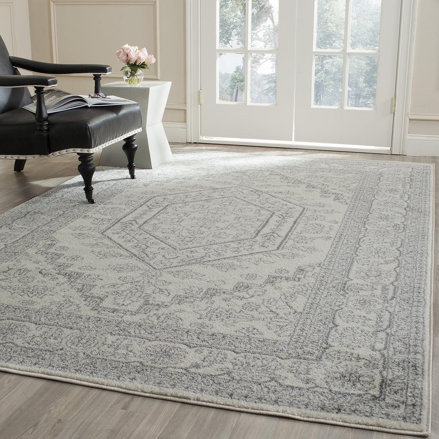 Adirondack ADR108 Power Loomed Area Rug - Ivory/Silver - 10'x10' - Safavieh.