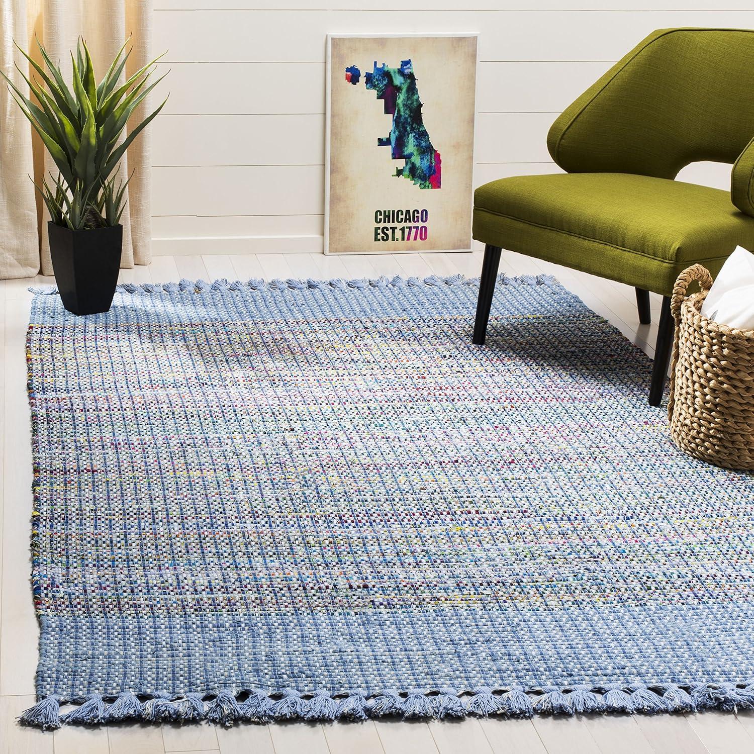 Coastal Breeze Montauk 5' x 8' Hand-Woven Cotton Area Rug in Blue/Multi