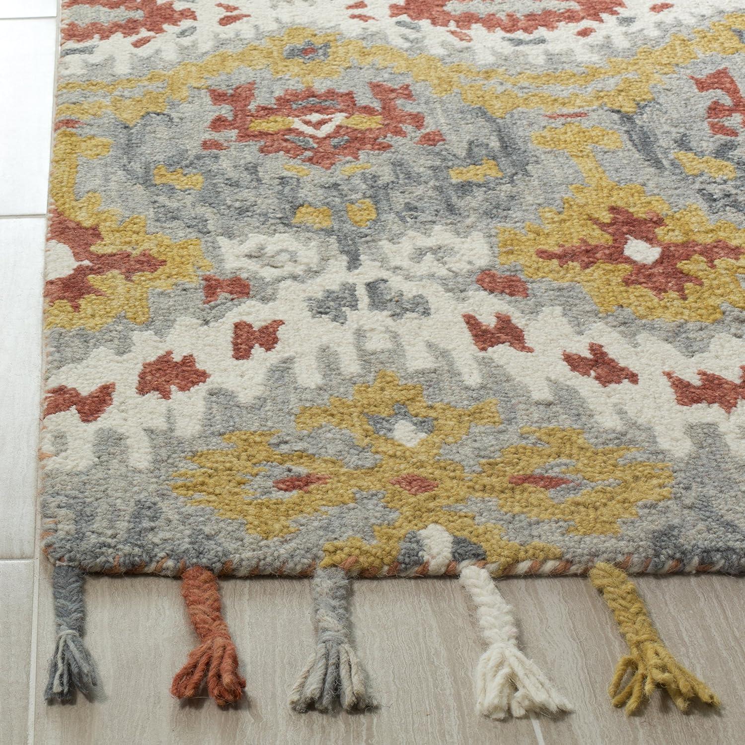 Suzani SZN202 Hand Hooked Indoor Accent Rug - Grey/Gold - 3'x5' - Safavieh.