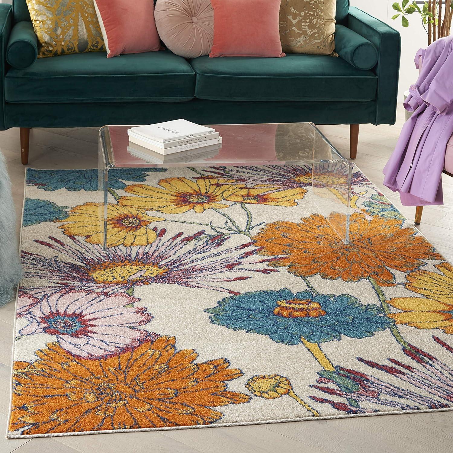 Nourison Allur Oversized Flowers Indoor Area Rug Red Multicolor 5'3" x 7'3"