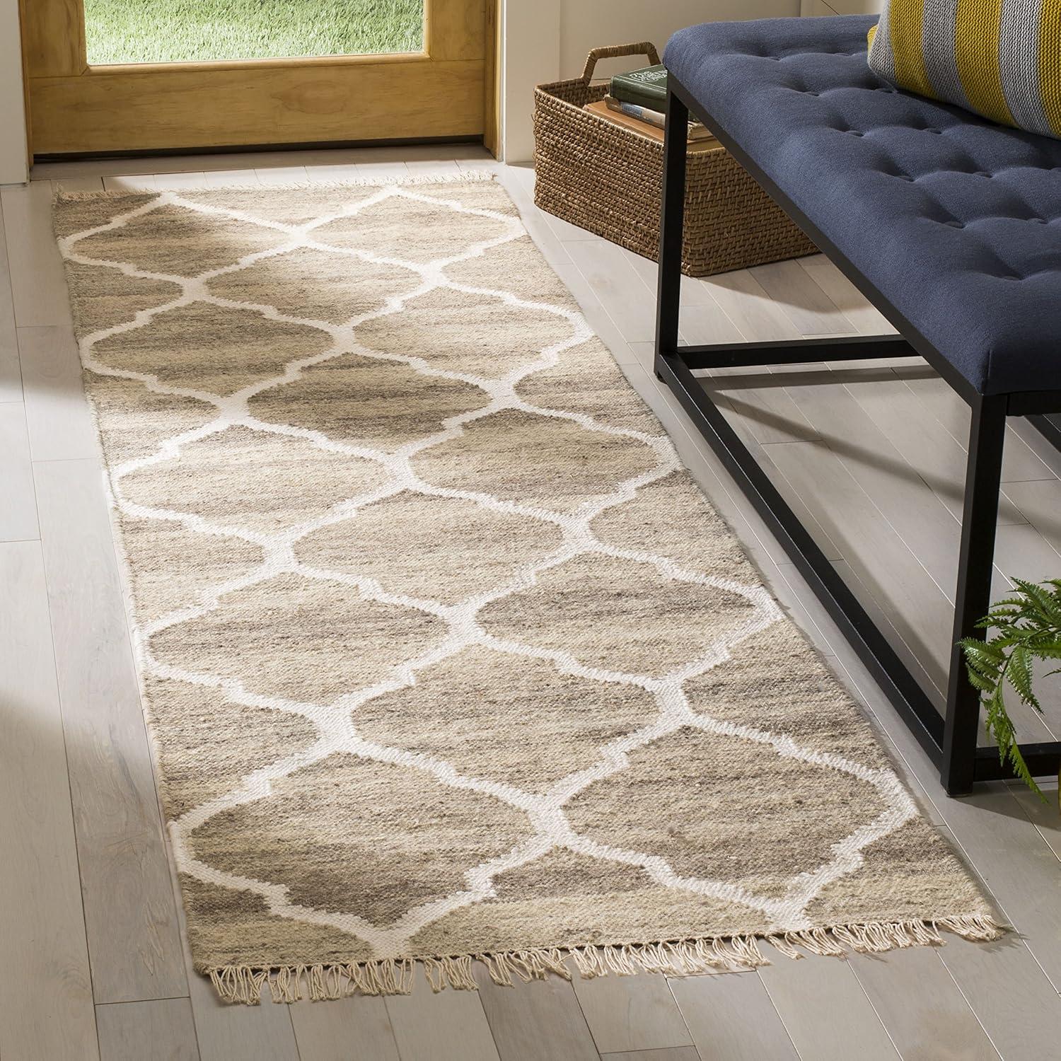 House of Hampton® Towles Natural Hand Woven 60% Wool, 20% Viscose, And 20% Cotton Geometric Rug