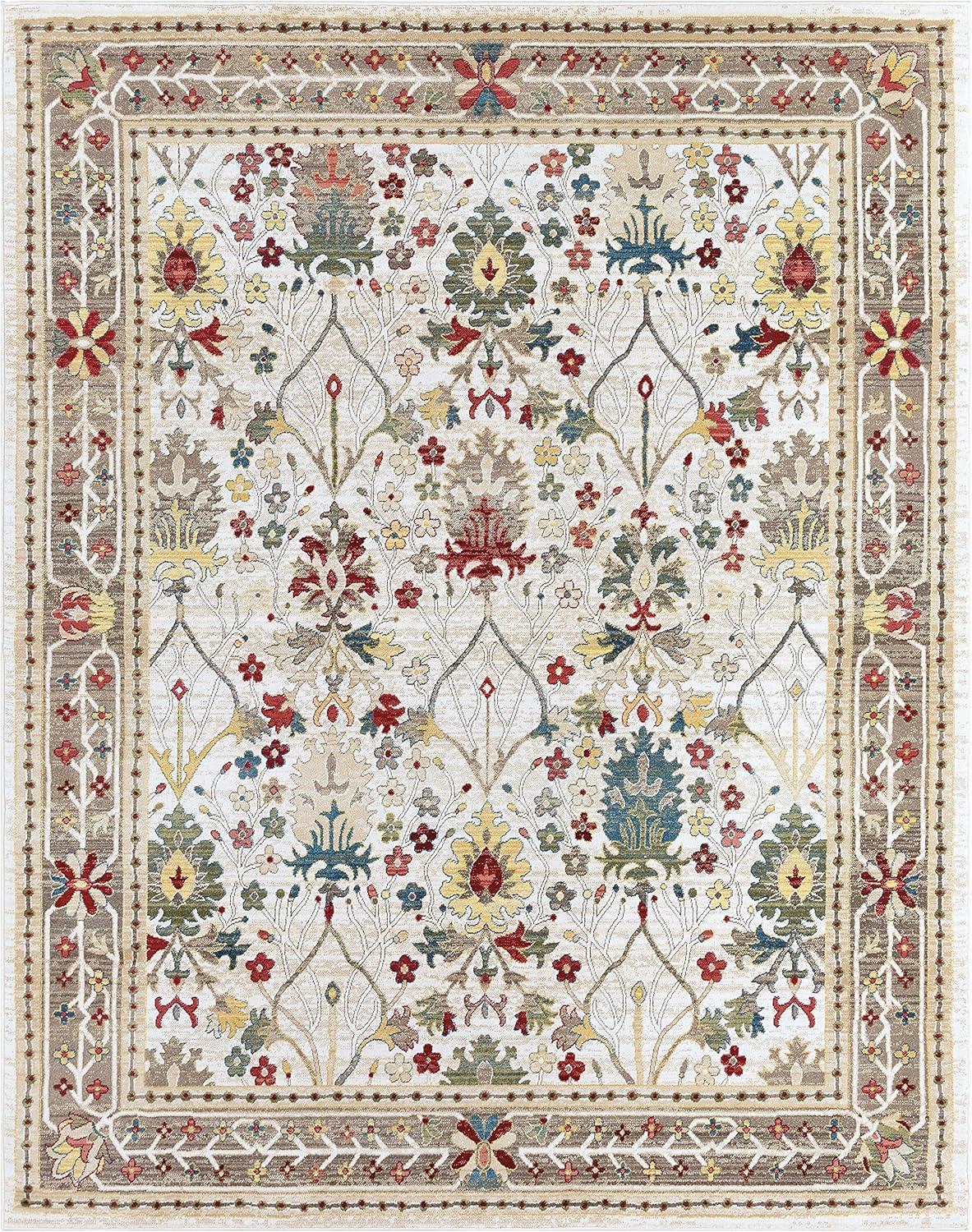 BoutiqueRugs Neola Traditional Floral Bordered Area Rug - Oriental Damask Patterned Rug for Living Room, Bedroom, Dining Room - Green, Sage, Rust, White - 2'6" x 7'10" (2x7 Runner Rug)