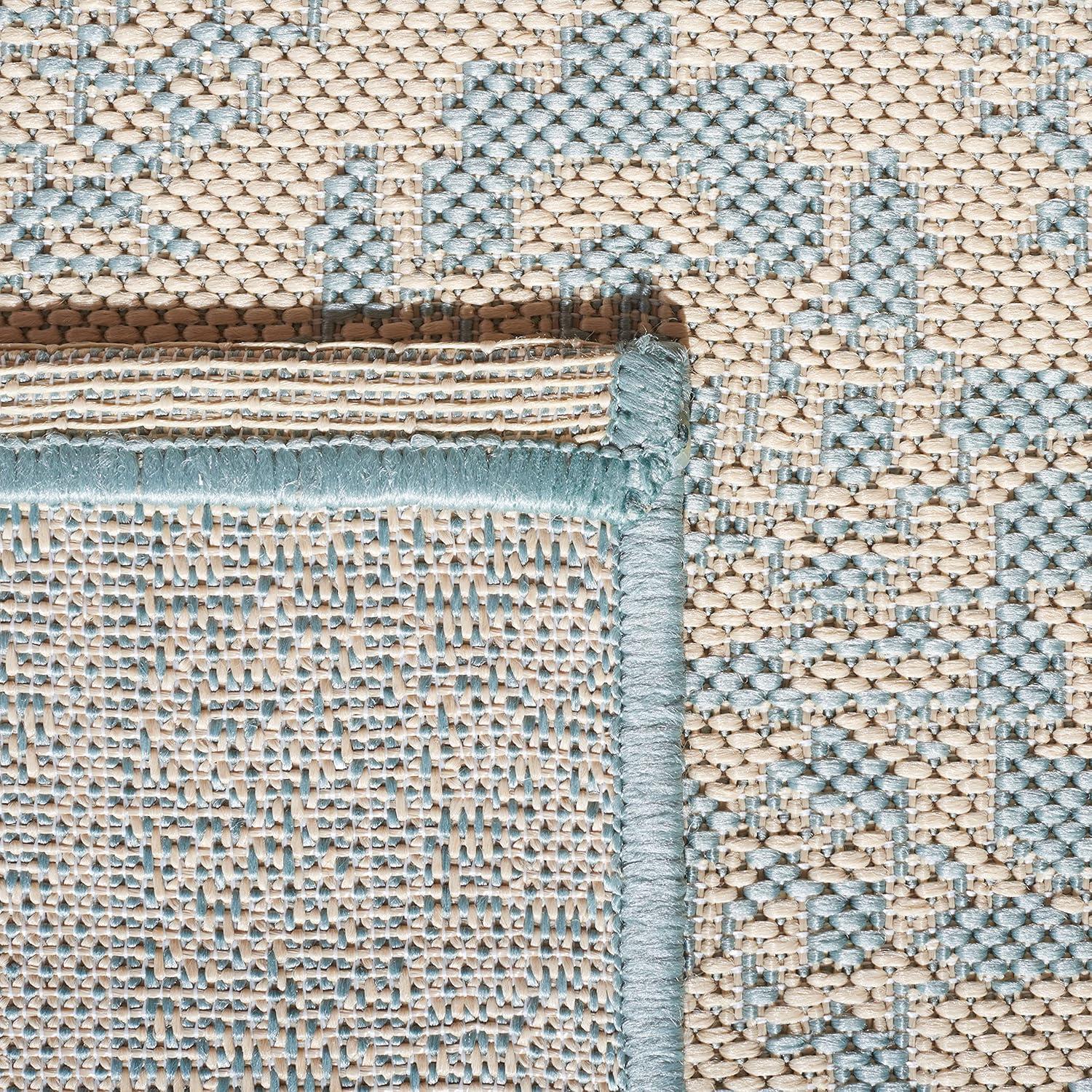 SAFAVIEH Beach House Kiaran Southwestern Indoor/Outdoor Area Rug Aqua/Cream, 3' x 5'