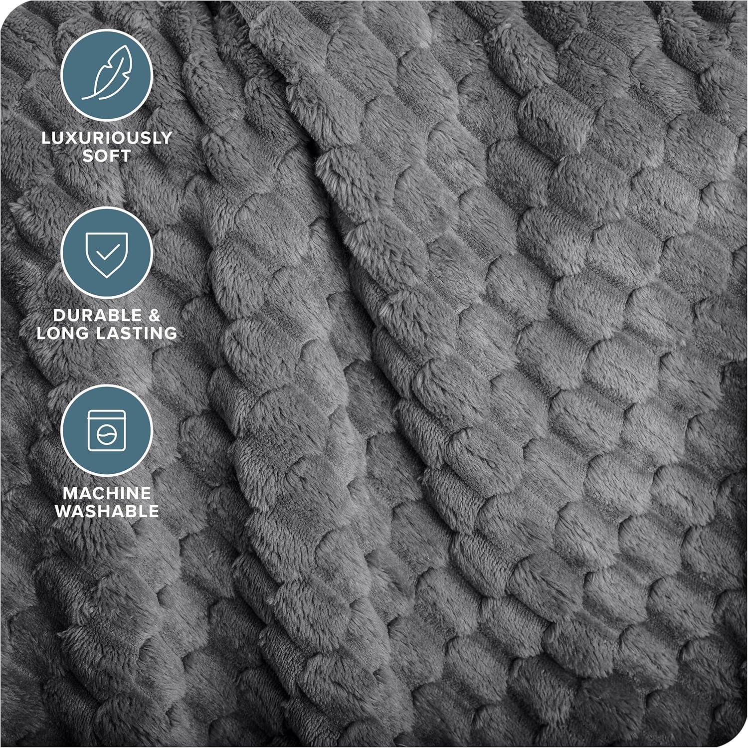 Bare Home Plush Textured Microplush Fleece Blanket | Wayfair
