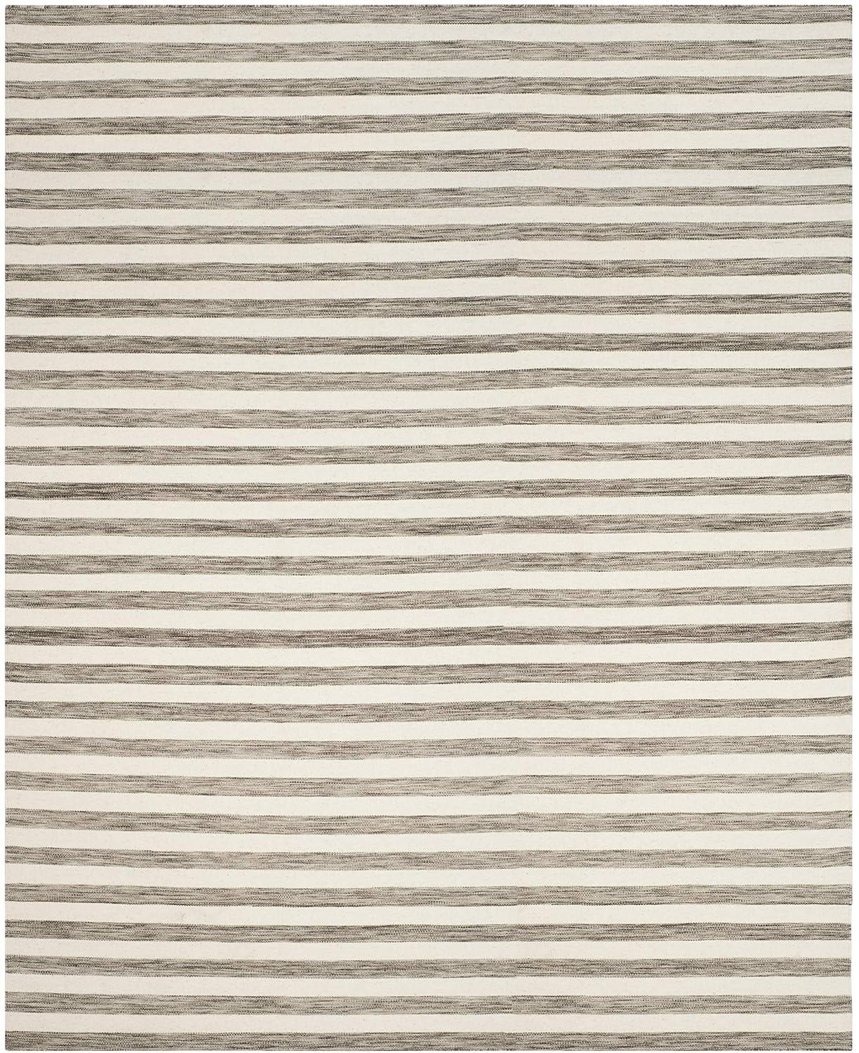 Dhurries DHU575 Hand Woven Flat Weave Area Rug Brown / Ivory 6' X 9' - Safavieh.