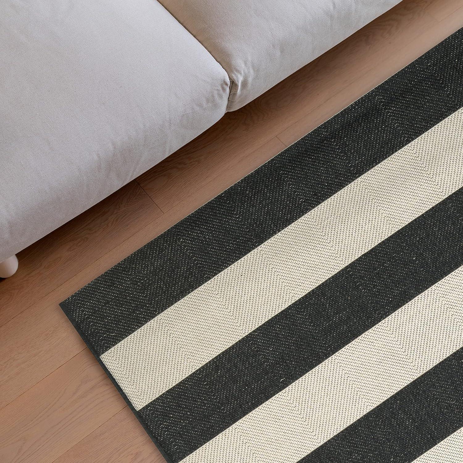 Couristan Afuera Yacht Club Rug, 9-Feet 2-Inch by 12-Feet 9-Inch, Onyx/Ivory